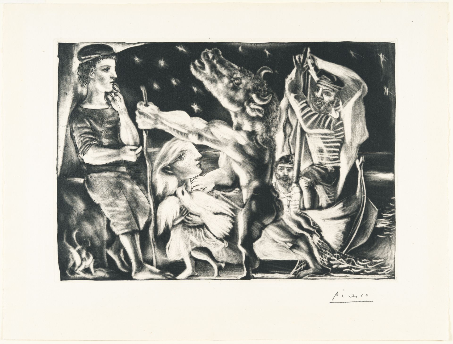 Pablo Picasso (1881 Málaga - Mougins bei Cannes 1973), Minotaure aveugle guidé par une fillette dans - Image 2 of 3