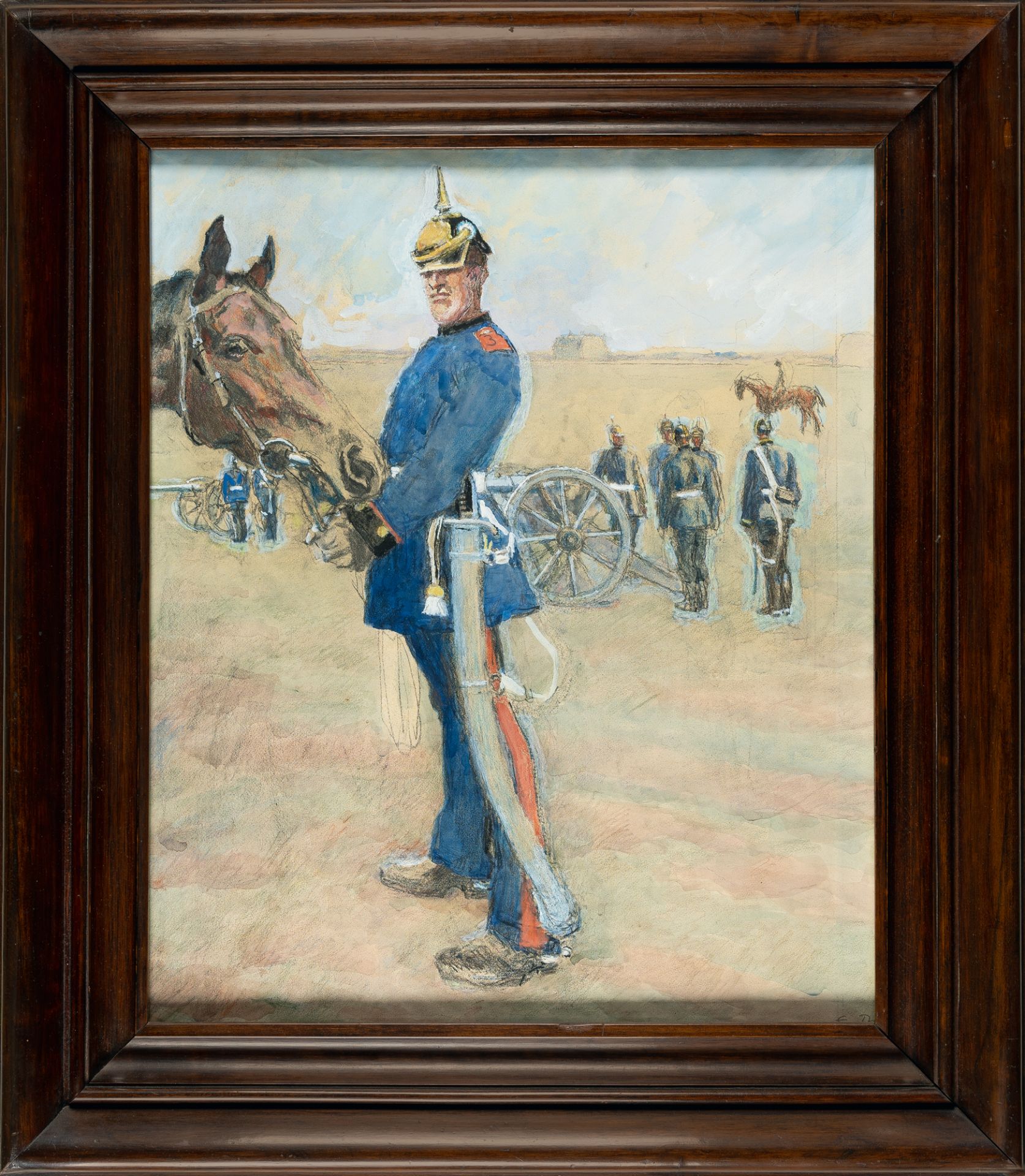Eduard Thöny (1866 Brixen - Holzhausen 1950), Soldier of the Bavarian Chevauleger with horseMixed - Image 4 of 4