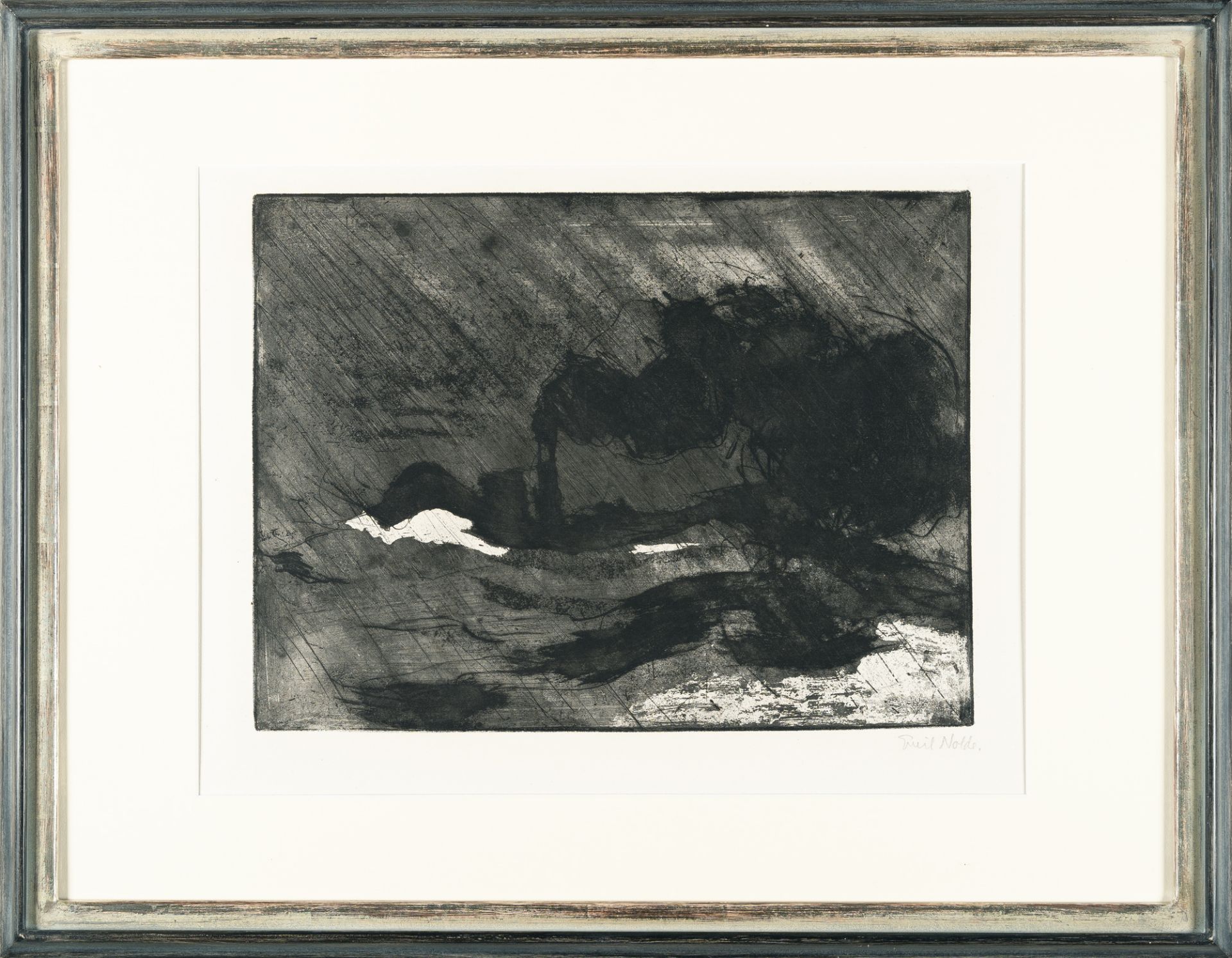 Emil Nolde (1867 Nolde - Seebüll 1956), “Steam ship (gr. Dkl.)”Etching with aquatint and tone - Image 4 of 4