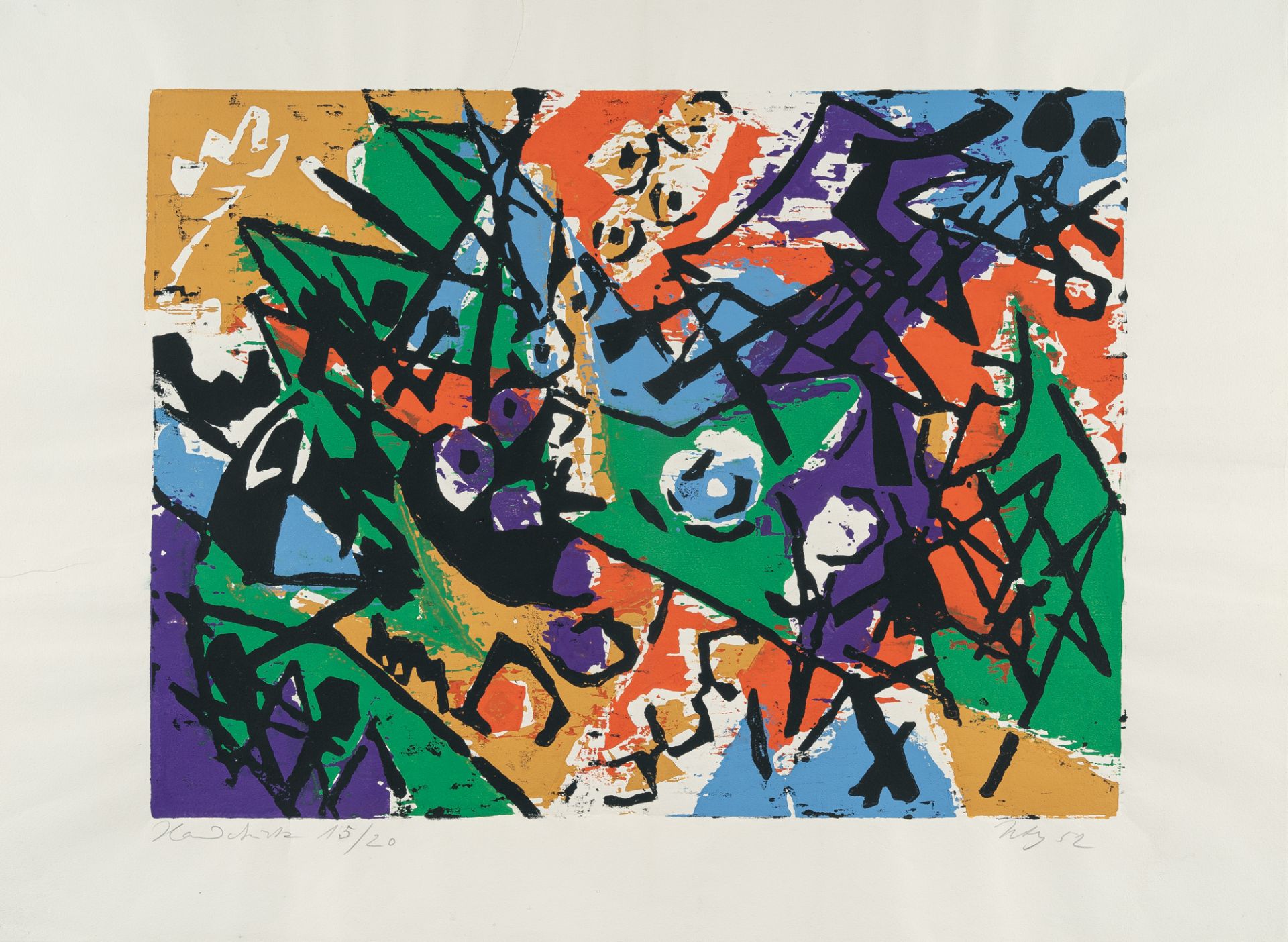 Ernst Wilhelm Nay (1902 Berlin - Köln 1968), Woodcut in colours 1952-2Woodcut in colours on slightly