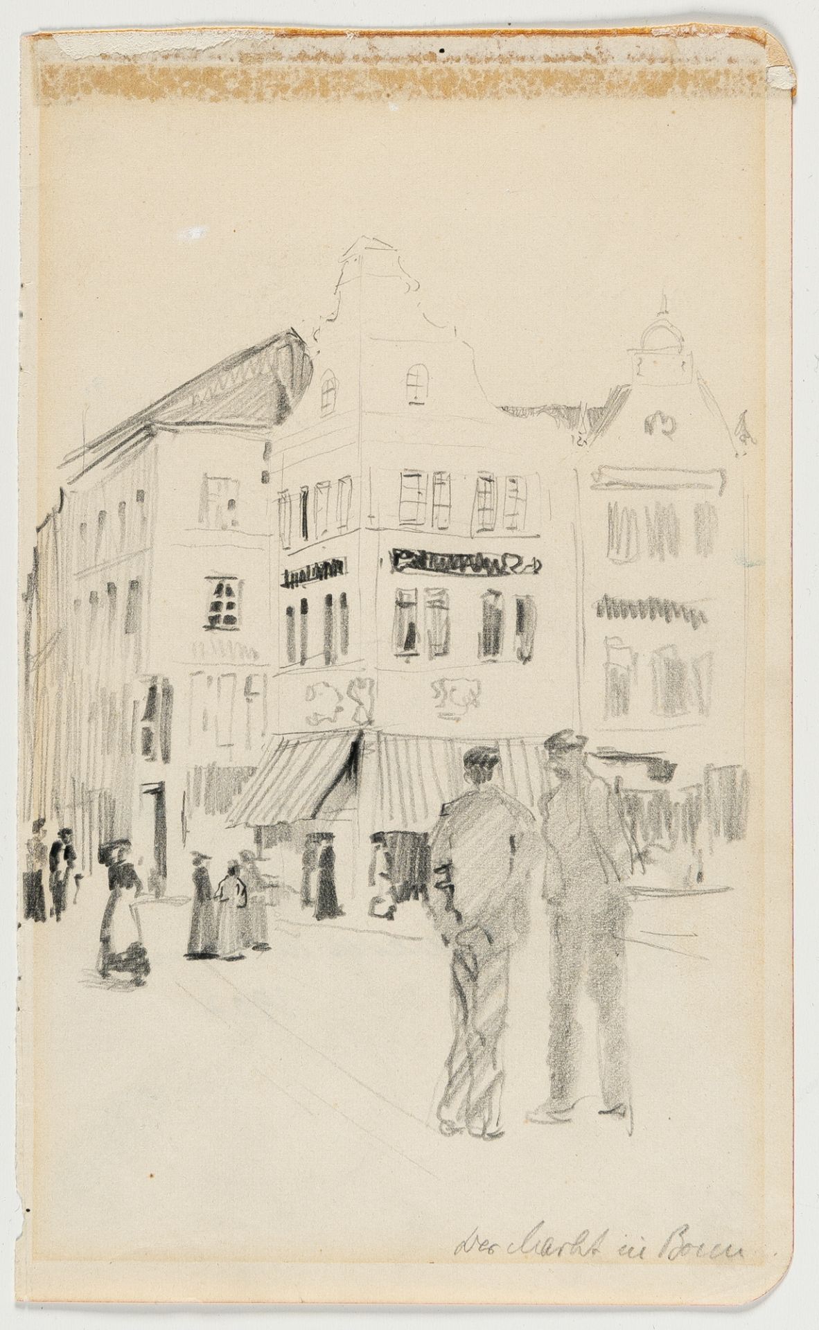 August Macke (1887 Meschede - Perthes-lès-Hurlus 1914), “The market in Bonn”Pencil on smooth - Image 2 of 4