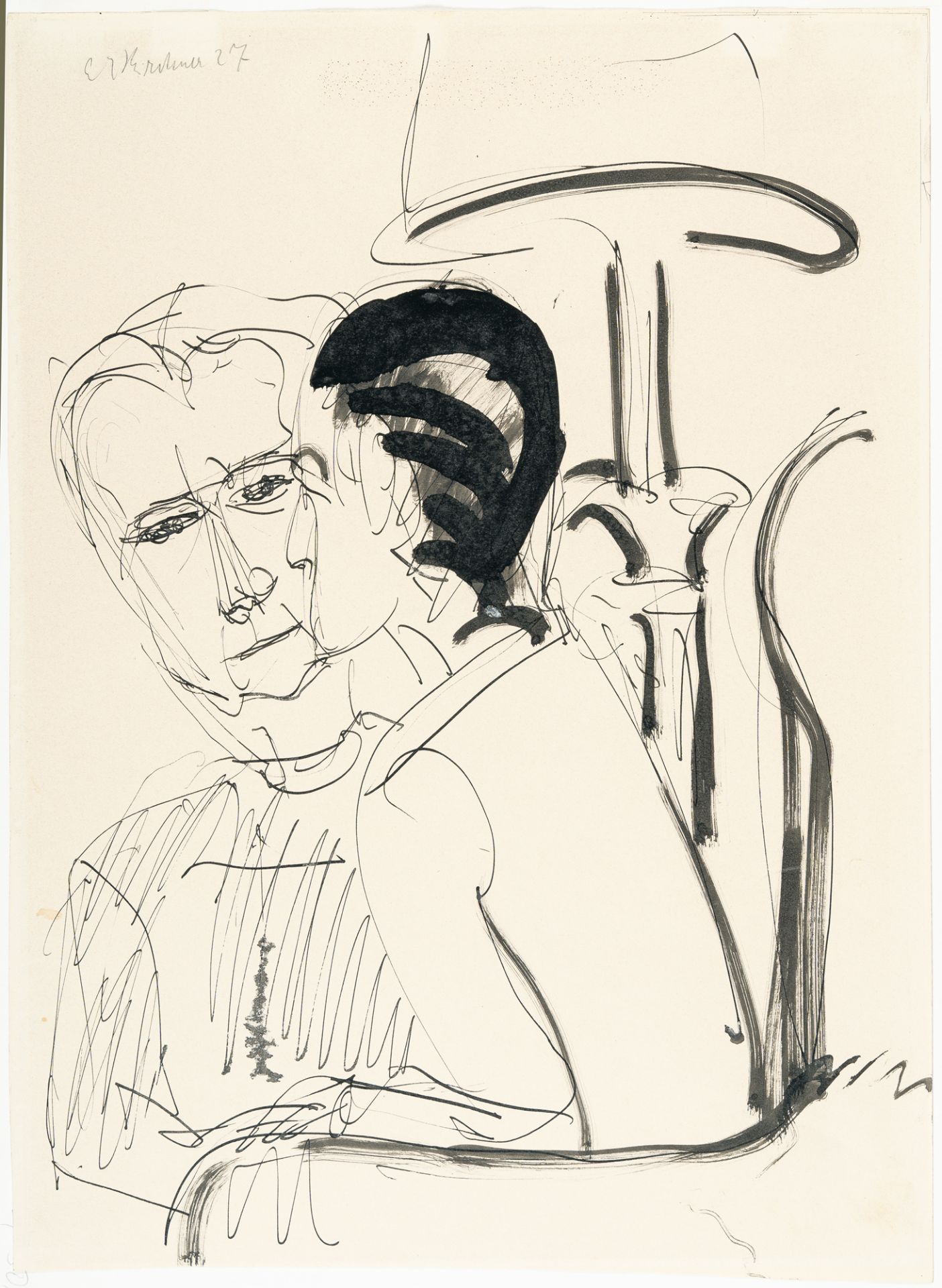Ernst Ludwig Kirchner (1880 Aschaffenburg - Frauenkirch/Davos 1938), Conversation beneath the - Image 2 of 4