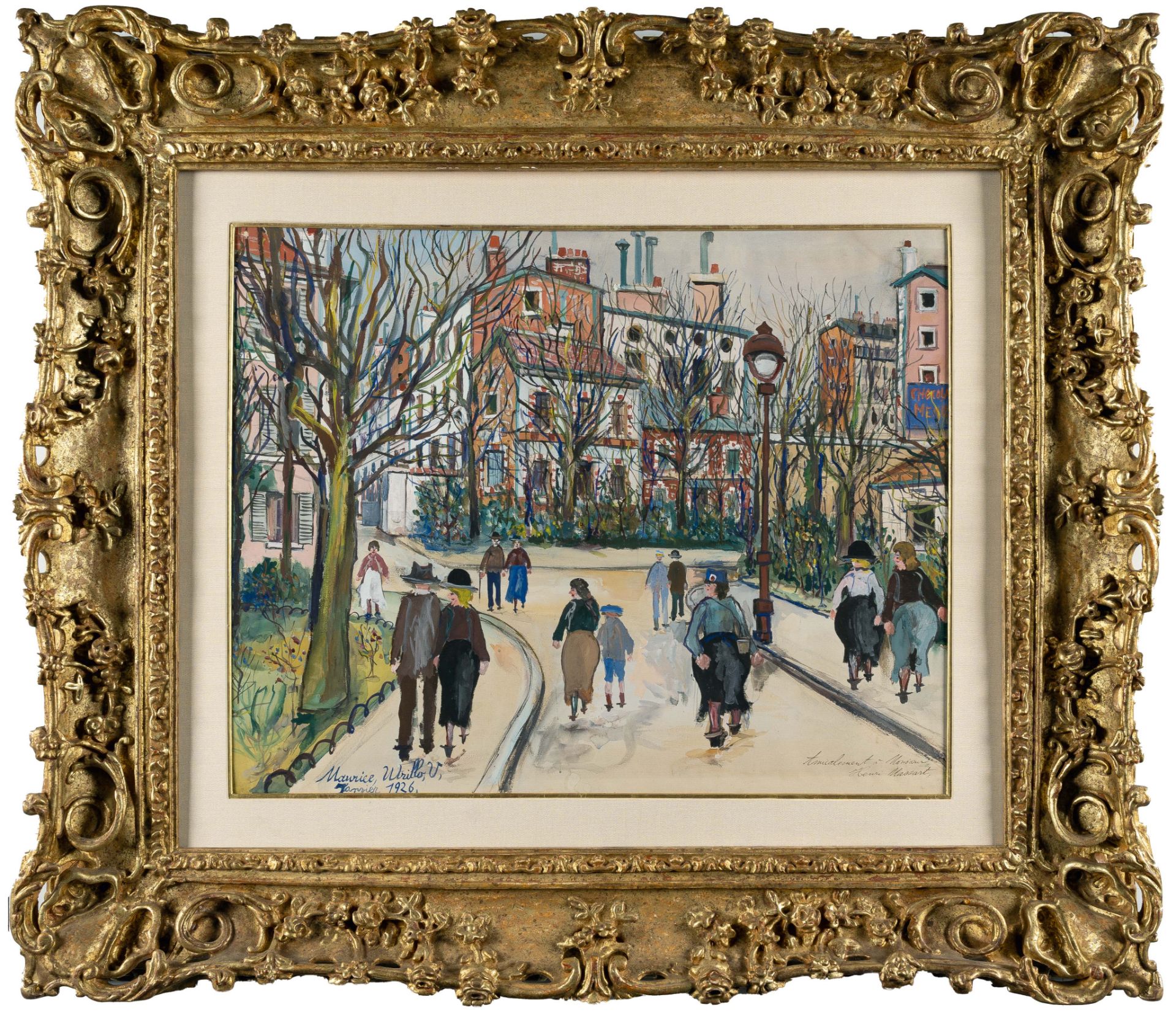 Maurice Utrillo (1883 Paris - Dax 1955), Rue à MontmartreGouache and watercolour on laid paper, - Image 4 of 4