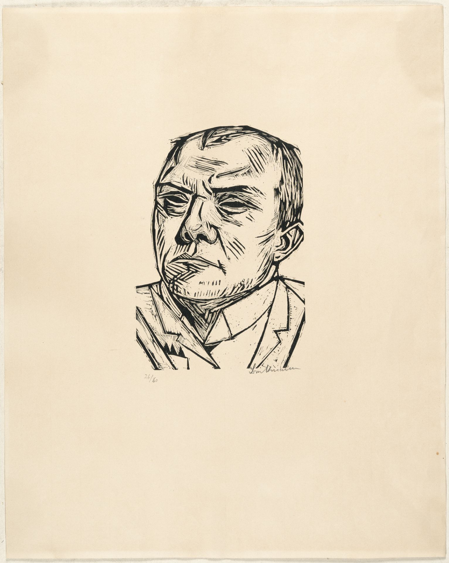 Max Beckmann (1884 Leipzig - New York 1950), Self portraitWoodcut on cream machine made laid - Image 2 of 3