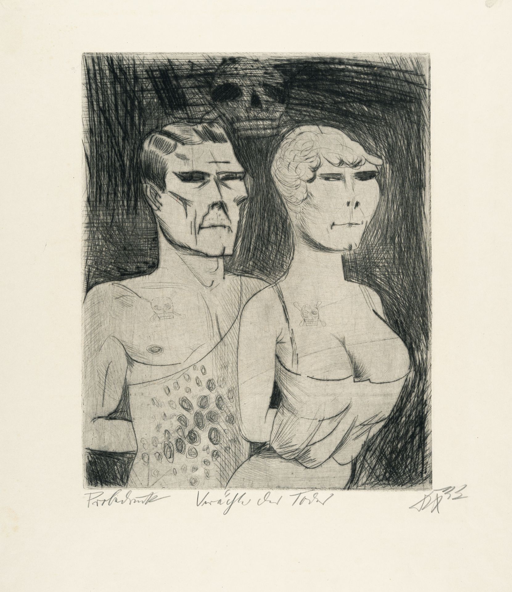 Otto Dix (1891 Untermhaus bei Gera - Singen 1969), “Defier of death”Etching with drypoint on