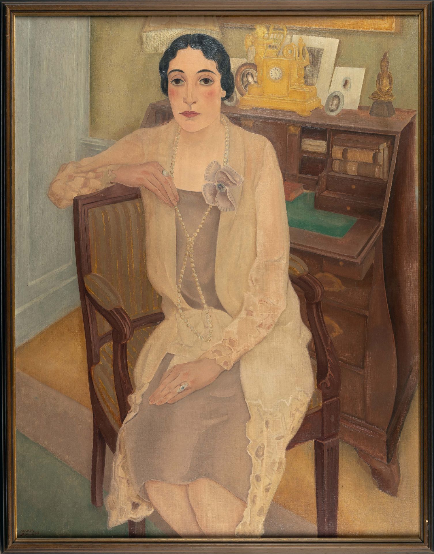 Harmen Hermanus Meurs (1891 Wageningen - Ermelo 1964), Portrait of a lady (S.v.G.)Oil on canvas. - Image 4 of 4