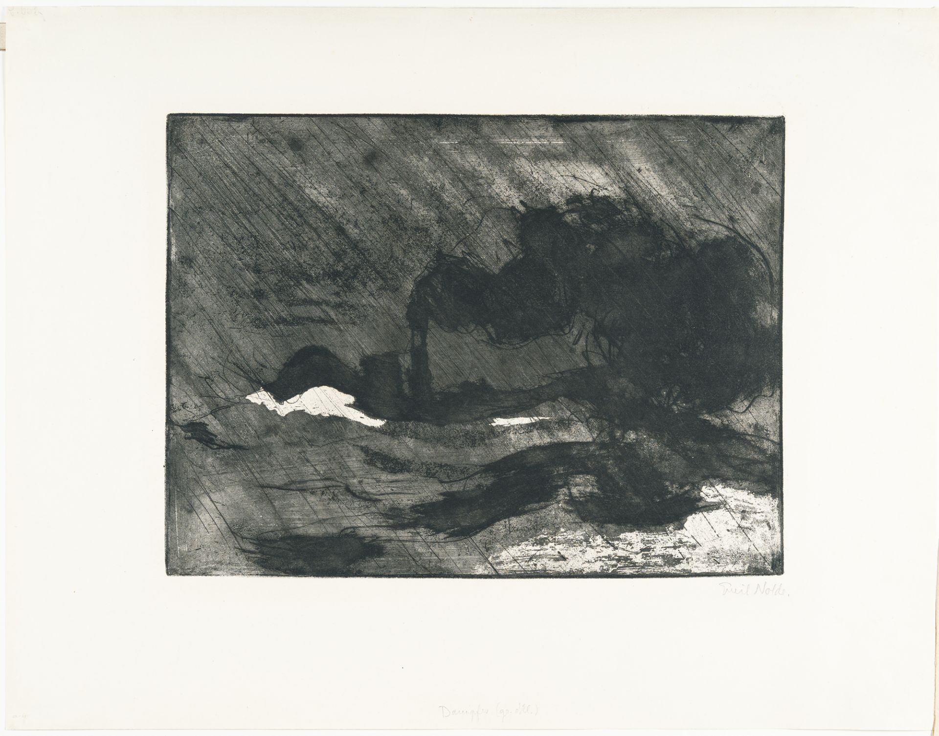 Emil Nolde (1867 Nolde - Seebüll 1956), “Steam ship (gr. Dkl.)”Etching with aquatint and tone - Image 2 of 4