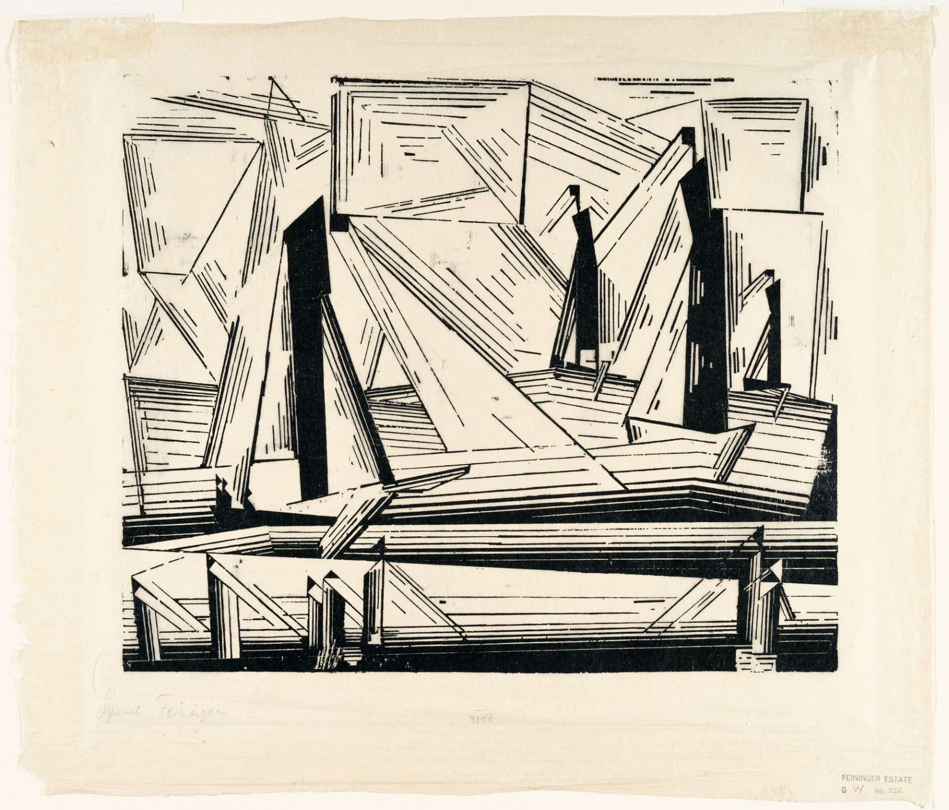 Lyonel Feininger (1871 - New York - 1956), Fishing boatsWoodcut on very fine cream Japanese laid - Image 2 of 4