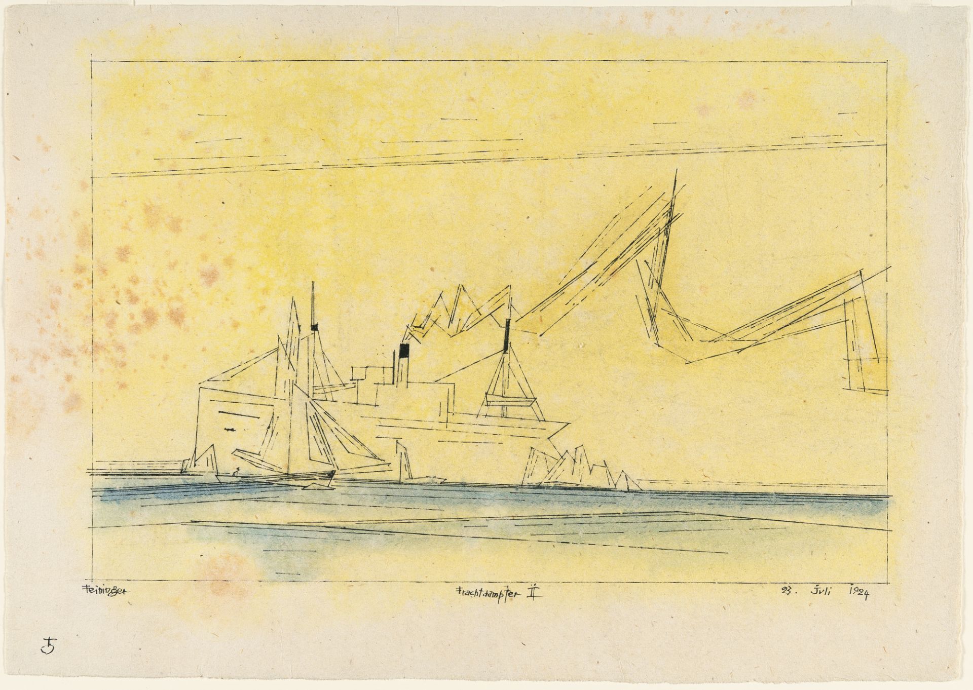 Lyonel Feininger (1871 - New York - 1956) – „Frachtdampfer II“ (“Freight steamship II”) - Bild 2 aus 3