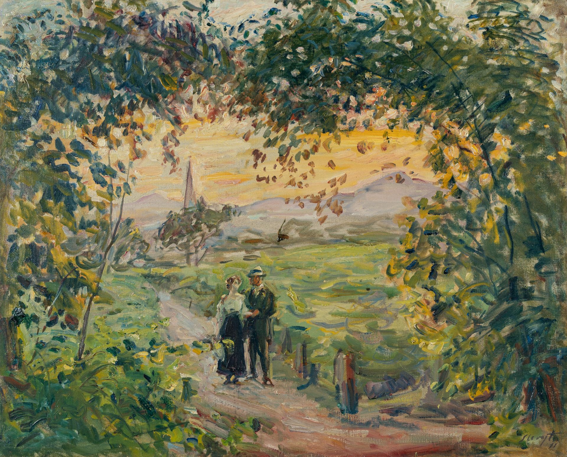 Max Slevogt (1868 Landshut - Neukastel/Pfalz 1932), The walk (Evening scene with a couple / View