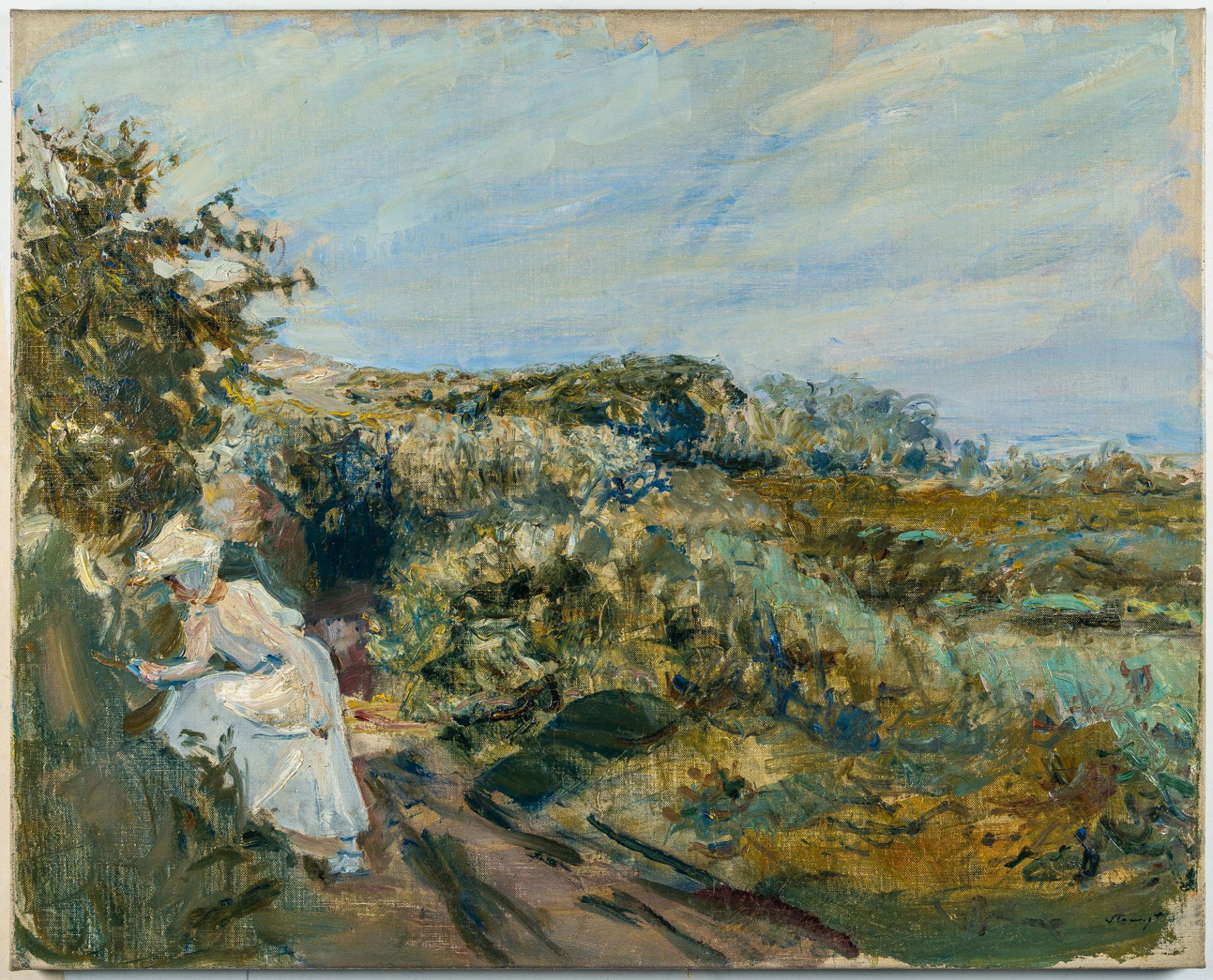 Max Slevogt (1868 Landshut - Neukastel/Pfalz 1932), Landscape with a white ladyOil on canvas. - Image 2 of 4