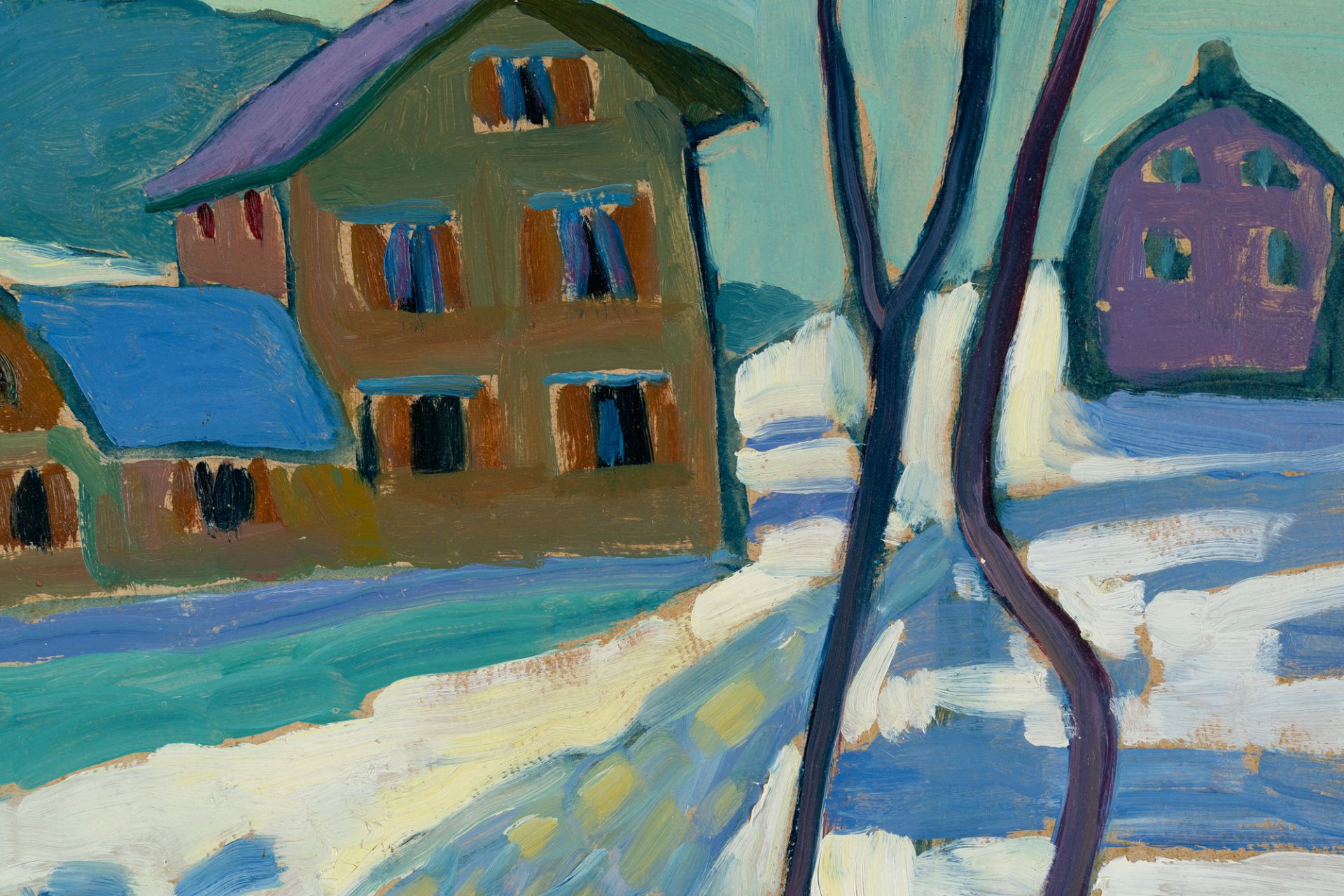 Gabriele Münter (1877 Berlin - Murnau 1962) – Kochel. Schneelandschaft mit Häusern (Kochel. Snowy la - Bild 5 aus 5