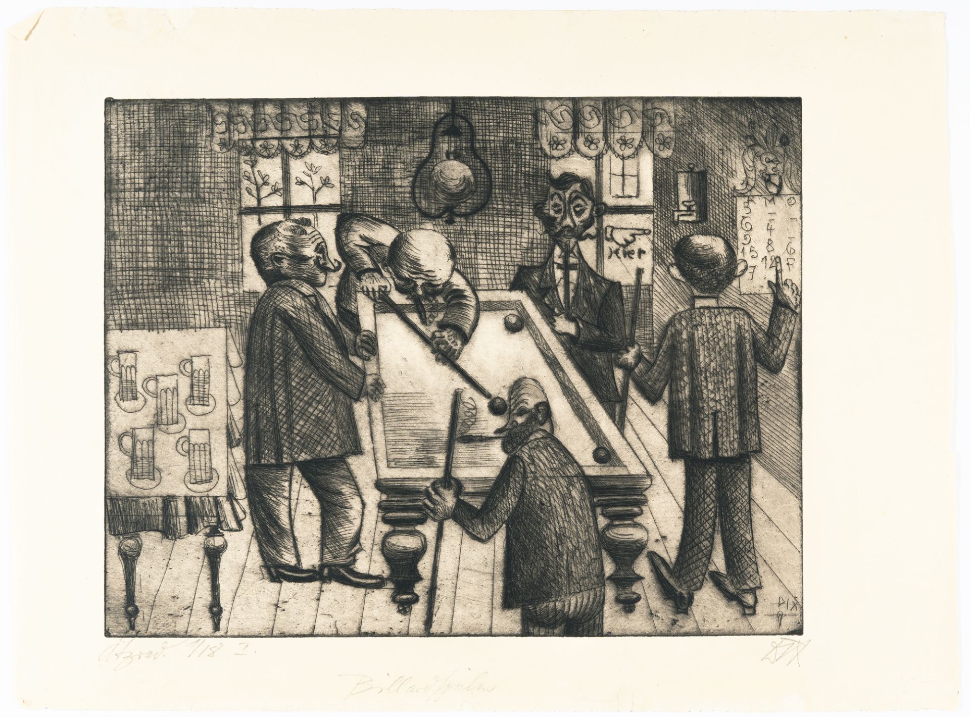 Otto Dix (1891 Untermhaus bei Gera - Singen 1969) – „Billiardspieler“ (“Billard Player”) - Bild 2 aus 3