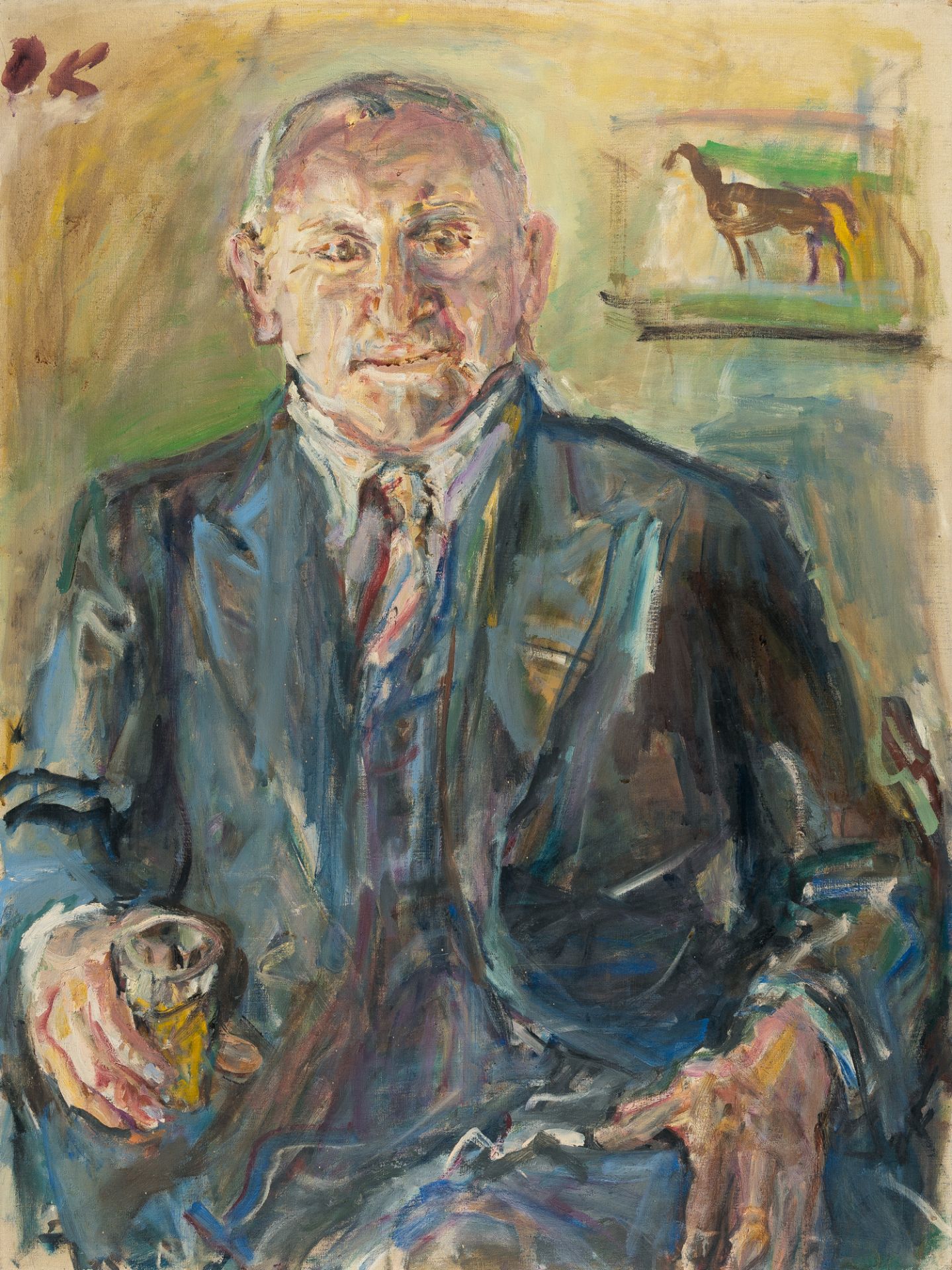 Oskar Kokoschka (1886 Pöchlarn bei Wien - Montreux 1980), Louis KrohnbergOil on canvas. (1950).