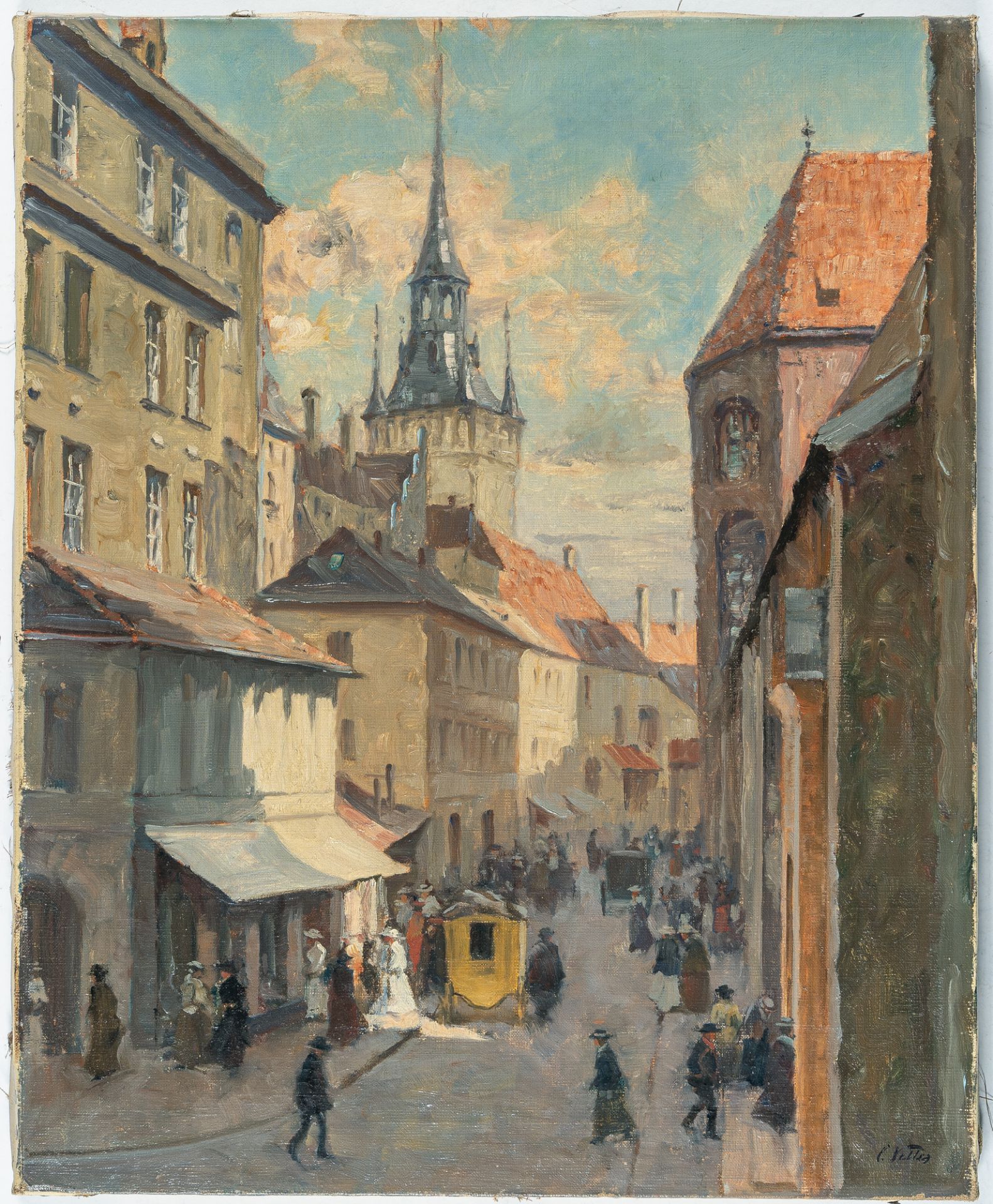 Charles Vetter (1858 Kahlstädt - München 1941), Street scene in Munich with a view of St Peter' - Image 2 of 4