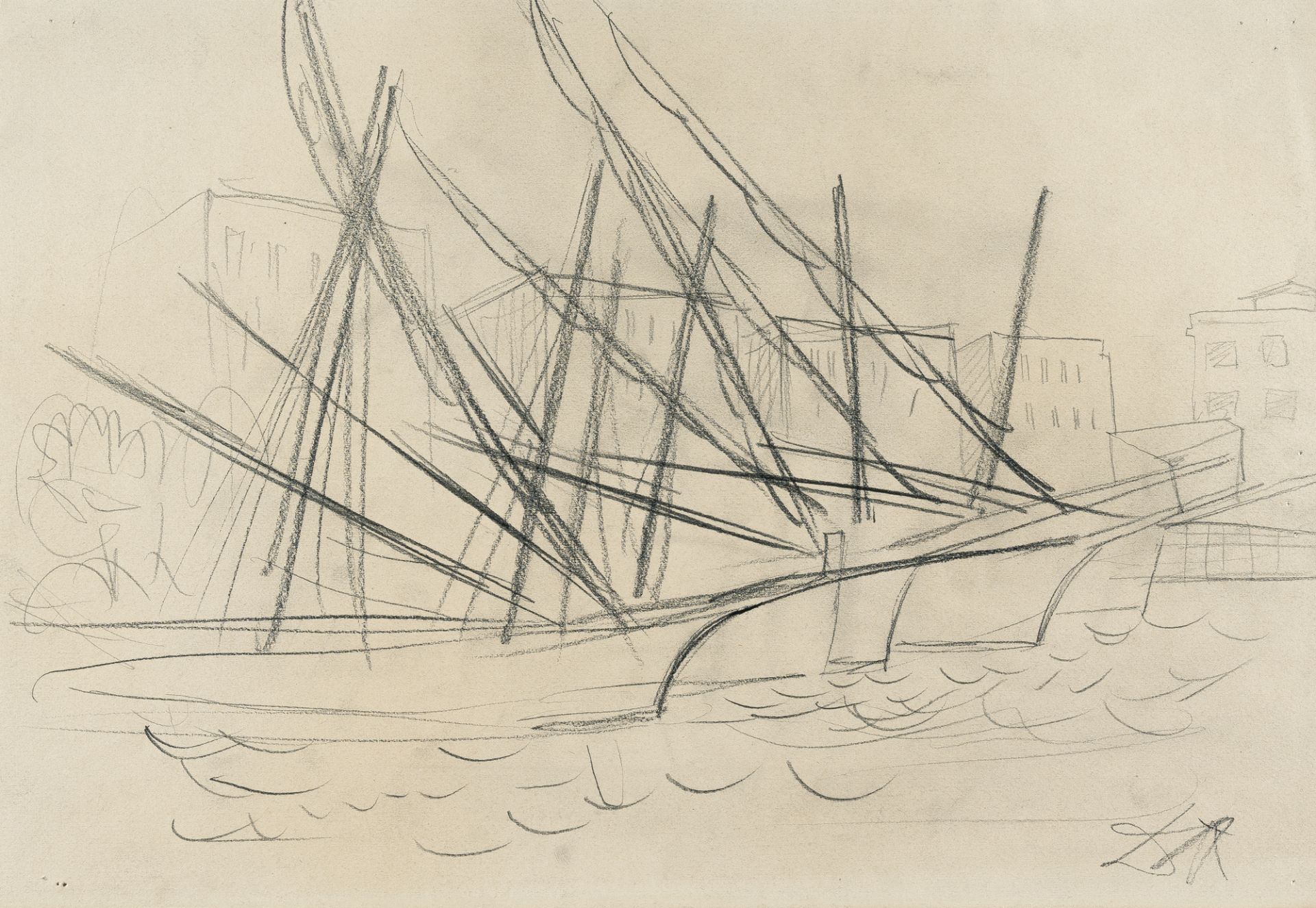 Otto Dix (1891 Untermhaus bei Gera - Singen 1969), Fishing boats in Cagliari (Sardinia)Pencil on - Image 2 of 4