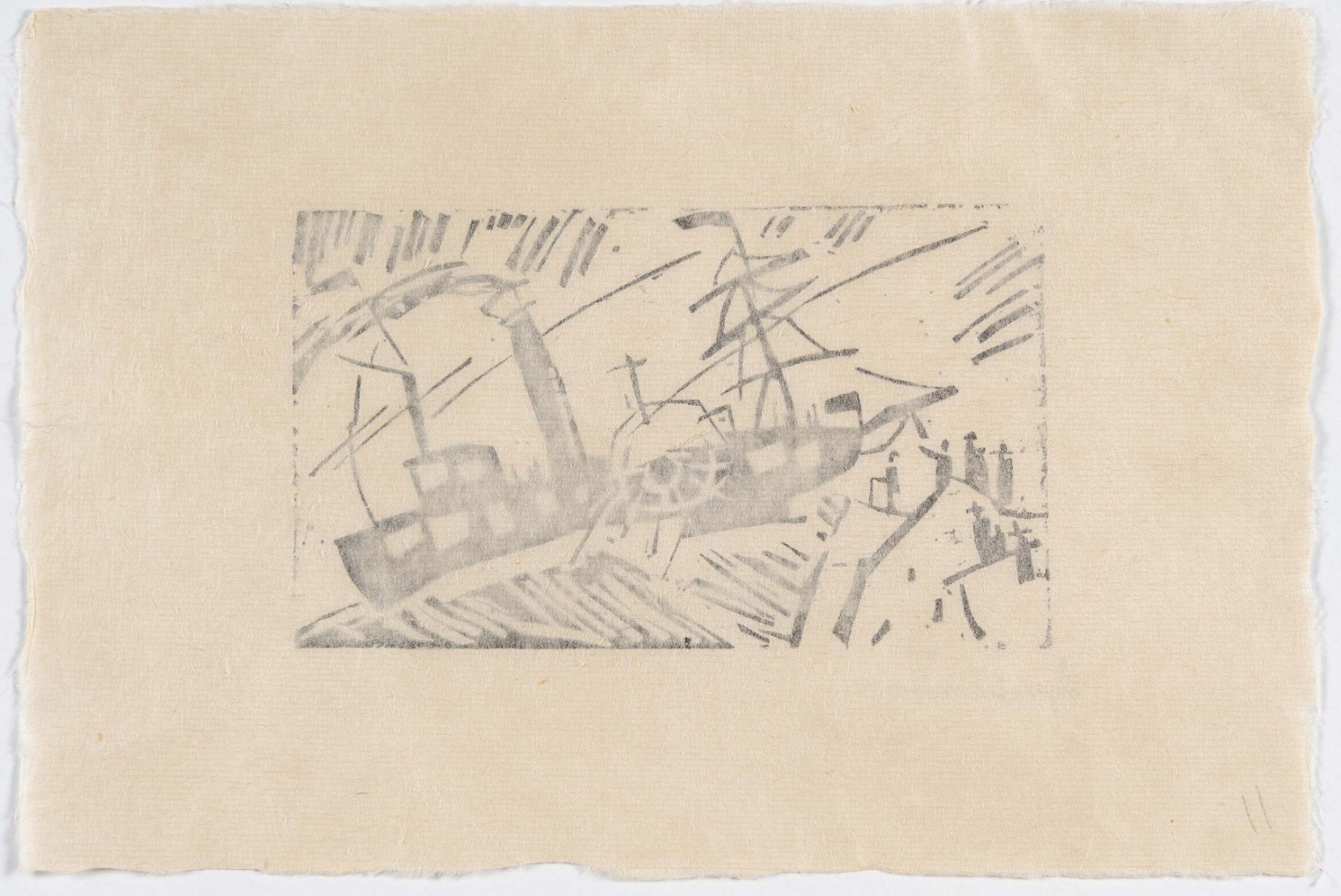 Lyonel Feininger (1871 - New York - 1956), Paddle steamerWoodcut on cream Japanese laid paper. ( - Image 3 of 3