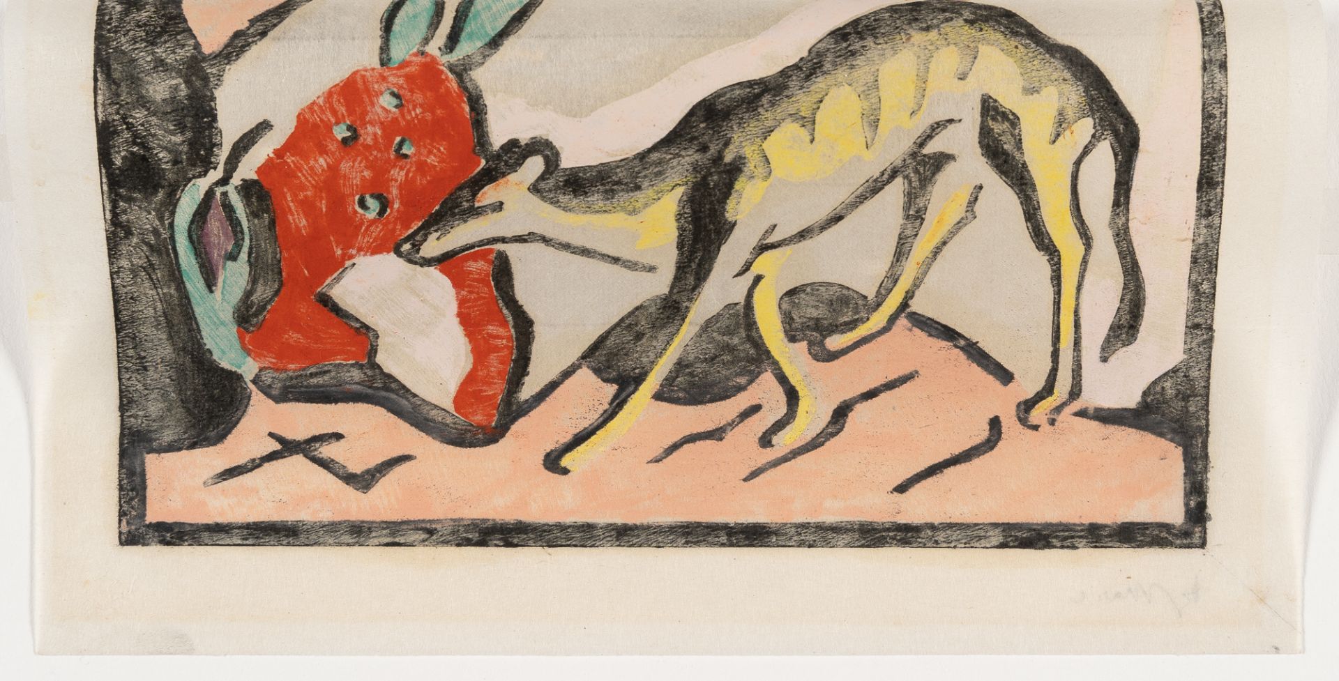 Franz Marc (1880 München - Verdun 1916), Mythical beastWoodcut in colours on Japanese laid paper. ( - Image 3 of 3