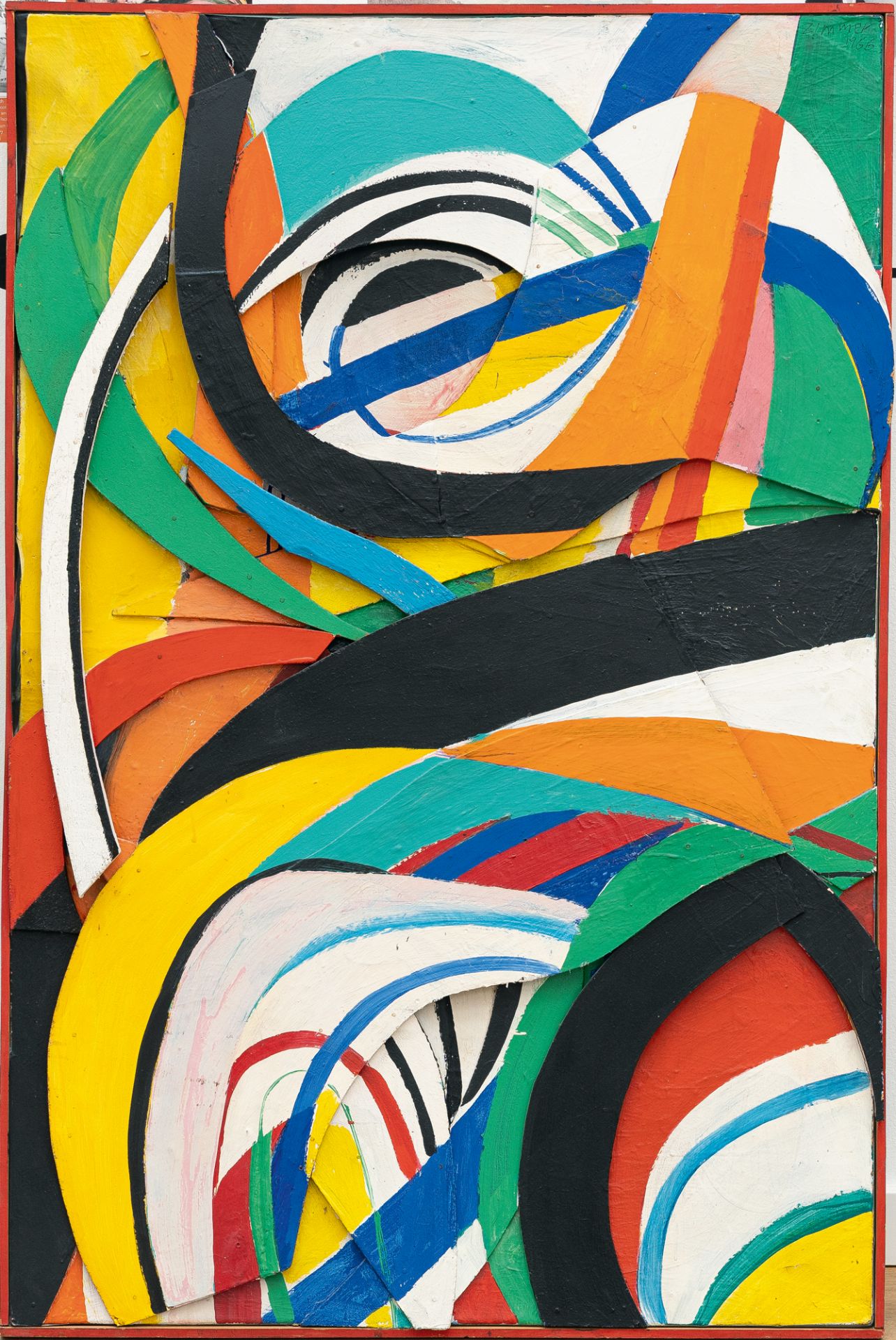 Hp Zimmer (1936 Berlin - Soltau 1992), AntiobjektOil on wooden elements, mounted on canvas. 1966. - Image 2 of 4