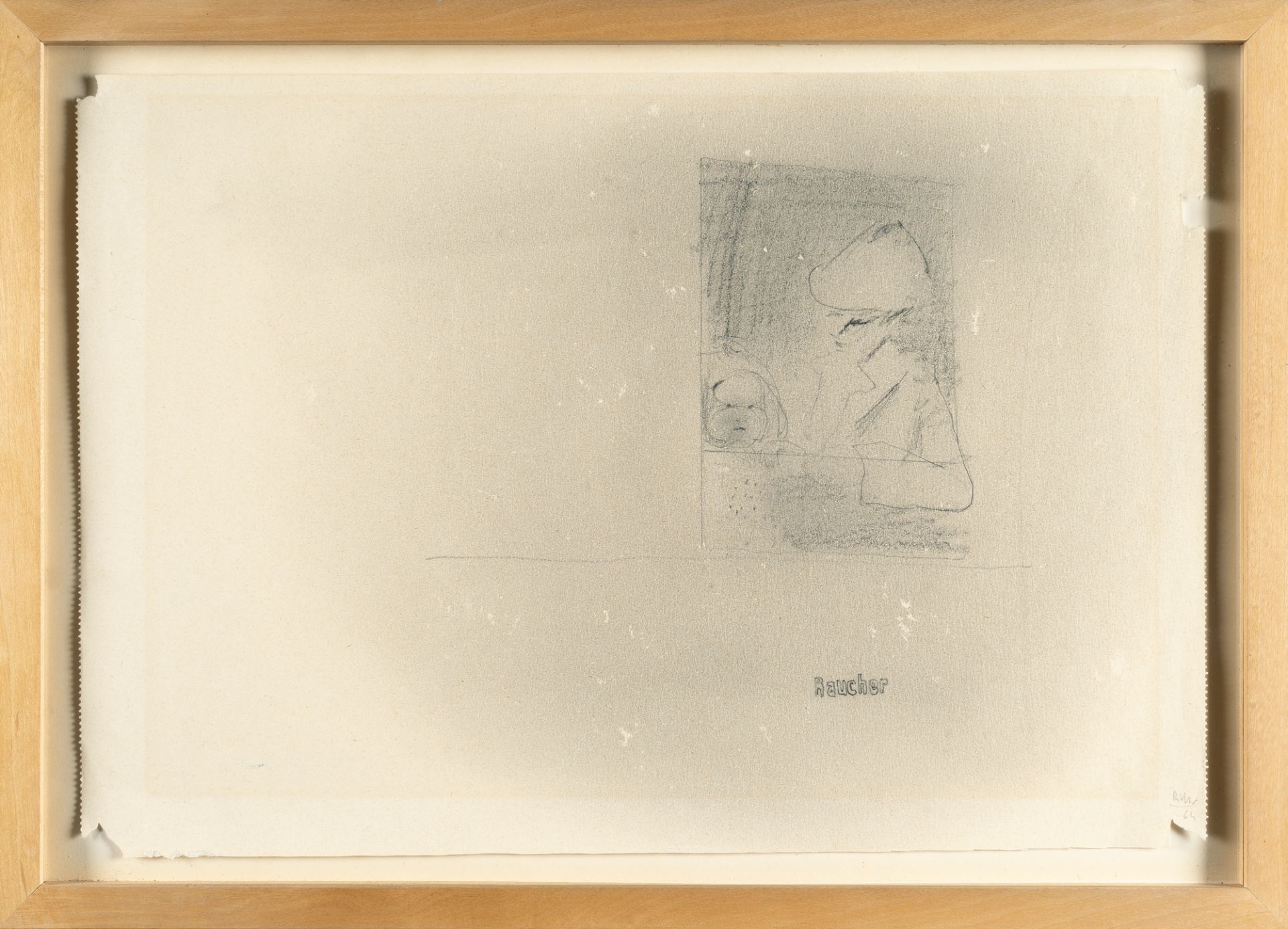 Gerhard Richter (1932 Dresden), “Smoker”Pencil on paper. (19)64. Ca. 27.5 x 39.5 cm. Signed and - Image 4 of 4
