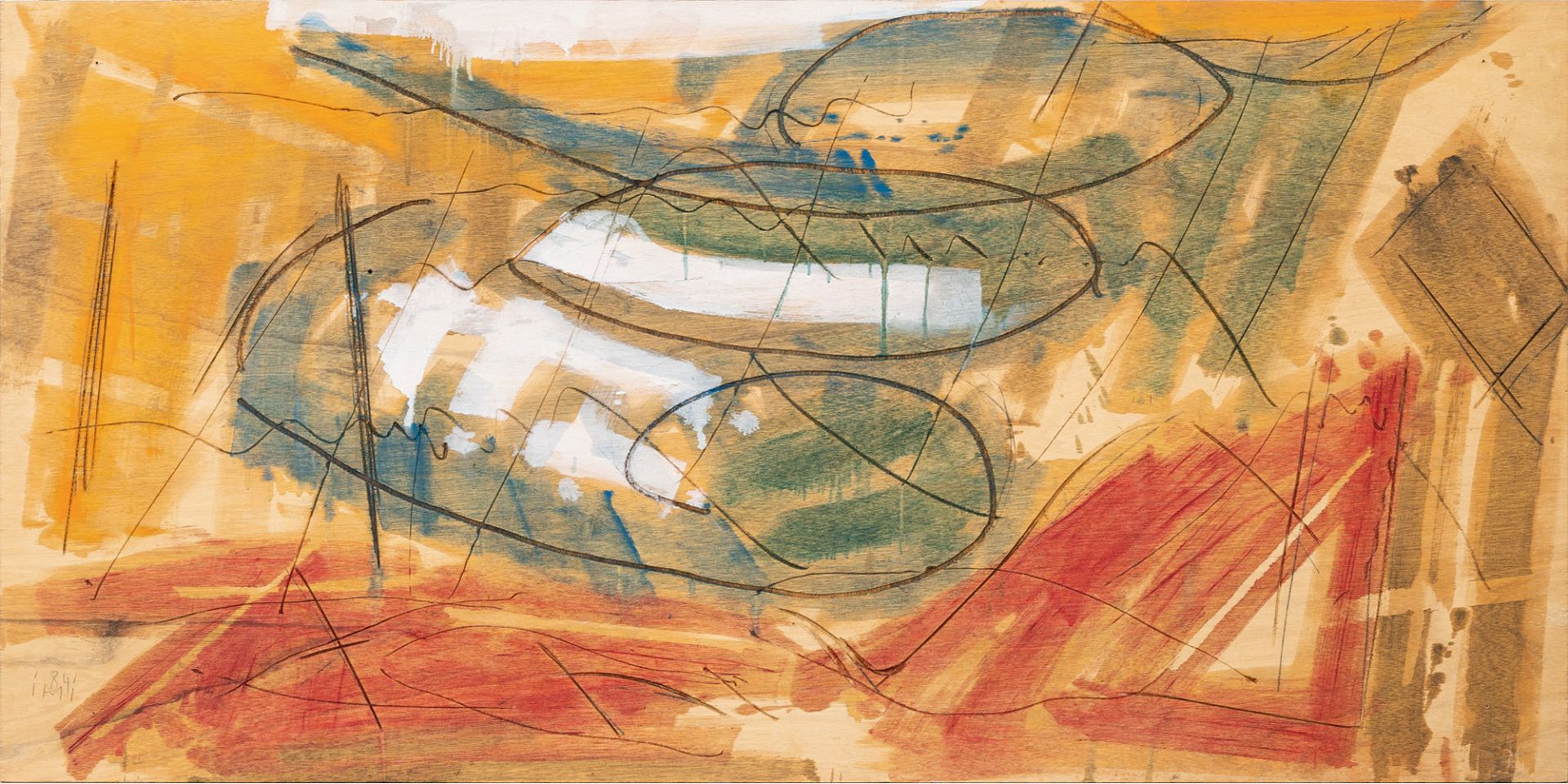 Imi Knoebel (1940 Dessau), Untitled (Composition)Acrylic on panel, partially incised. (19)84. Ca. - Image 2 of 3