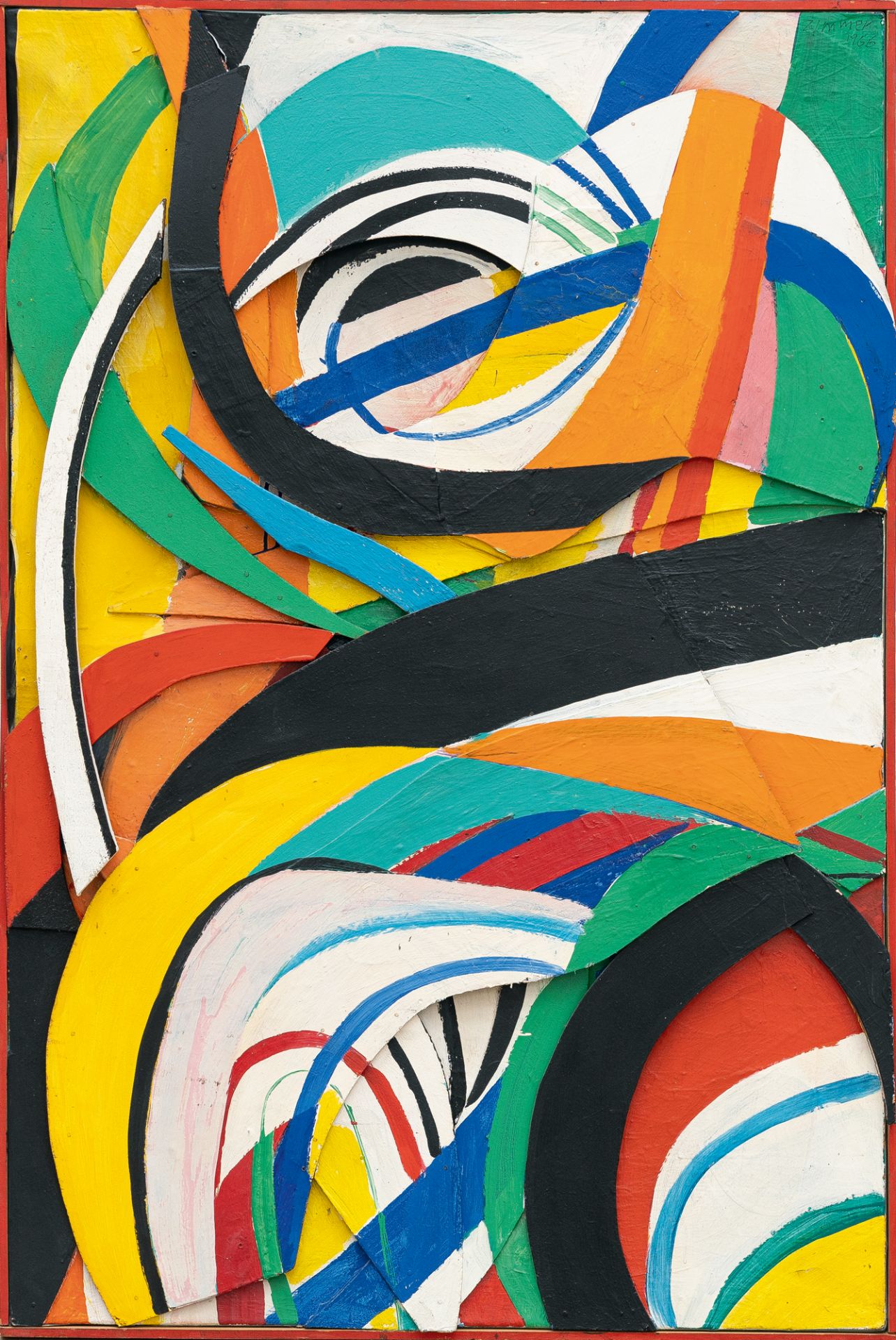 Hp Zimmer (1936 Berlin - Soltau 1992), AntiobjektOil on wooden elements, mounted on canvas. 1966. - Image 4 of 4