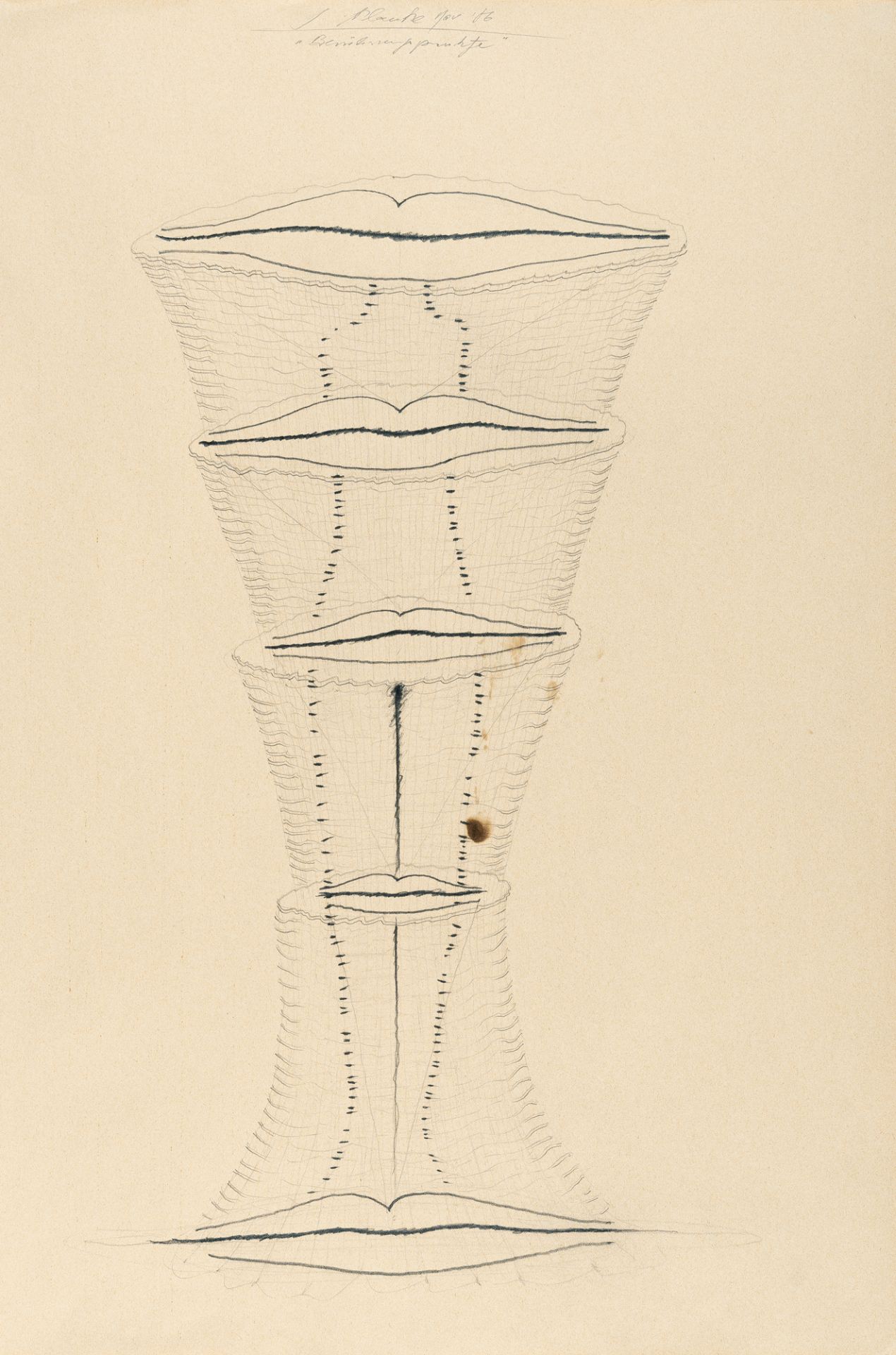 Jürgen Klauke (1943 Cochem), “Points of Contact”Pencil on laid paper. (19)86. Ca. 57 x 40 cm.