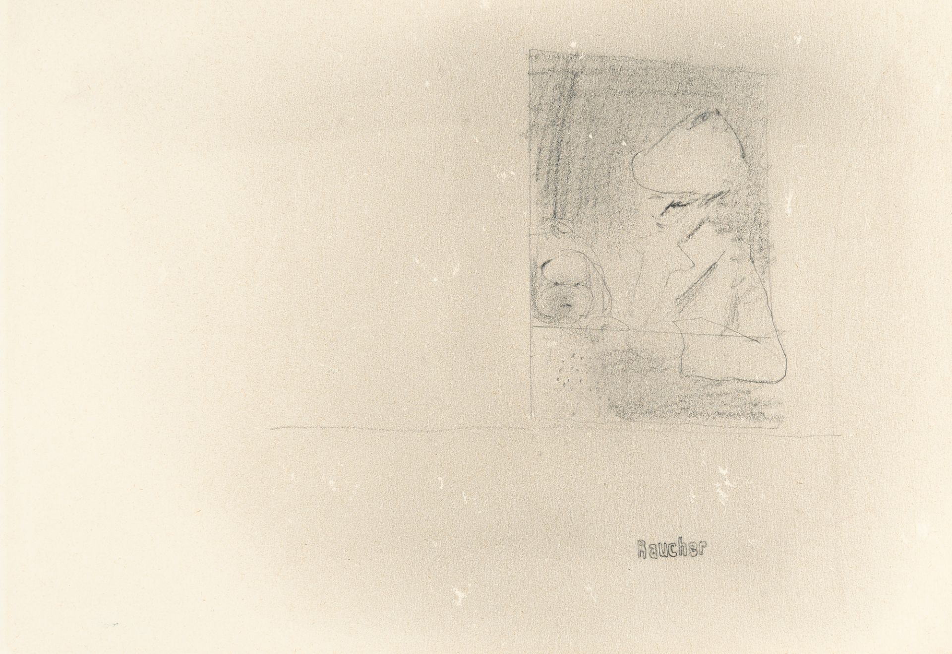 Gerhard Richter (1932 Dresden), “Smoker”Pencil on paper. (19)64. Ca. 27.5 x 39.5 cm. Signed and