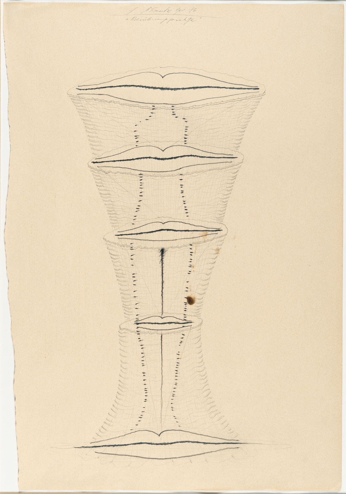 Jürgen Klauke (1943 Cochem), “Points of Contact”Pencil on laid paper. (19)86. Ca. 57 x 40 cm. - Image 2 of 4