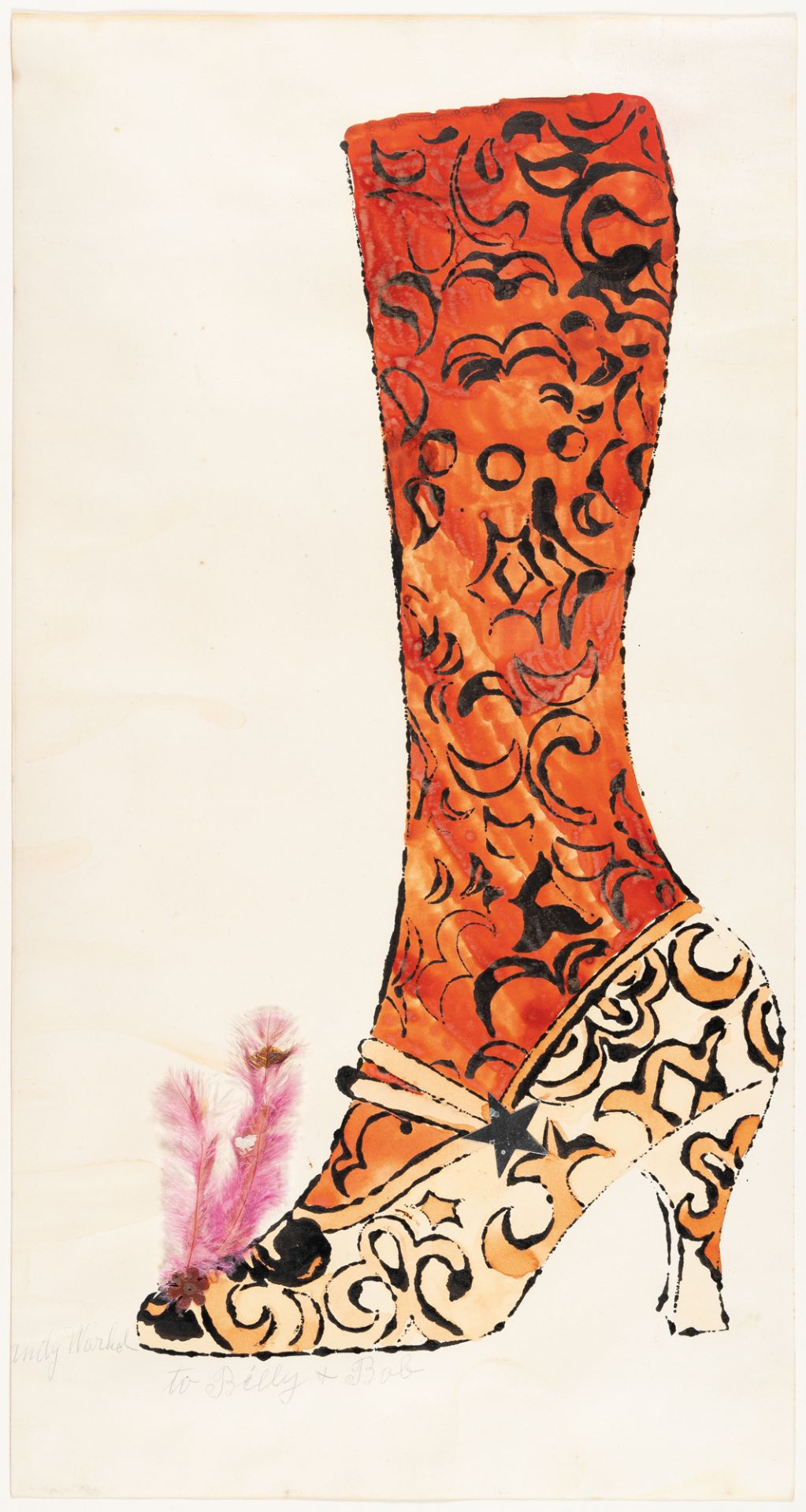 Andy Warhol (1928 Pittsburgh - New York 1987), Untitled (Leg and Shoe)Watercolour, ink, pen and - Image 2 of 3