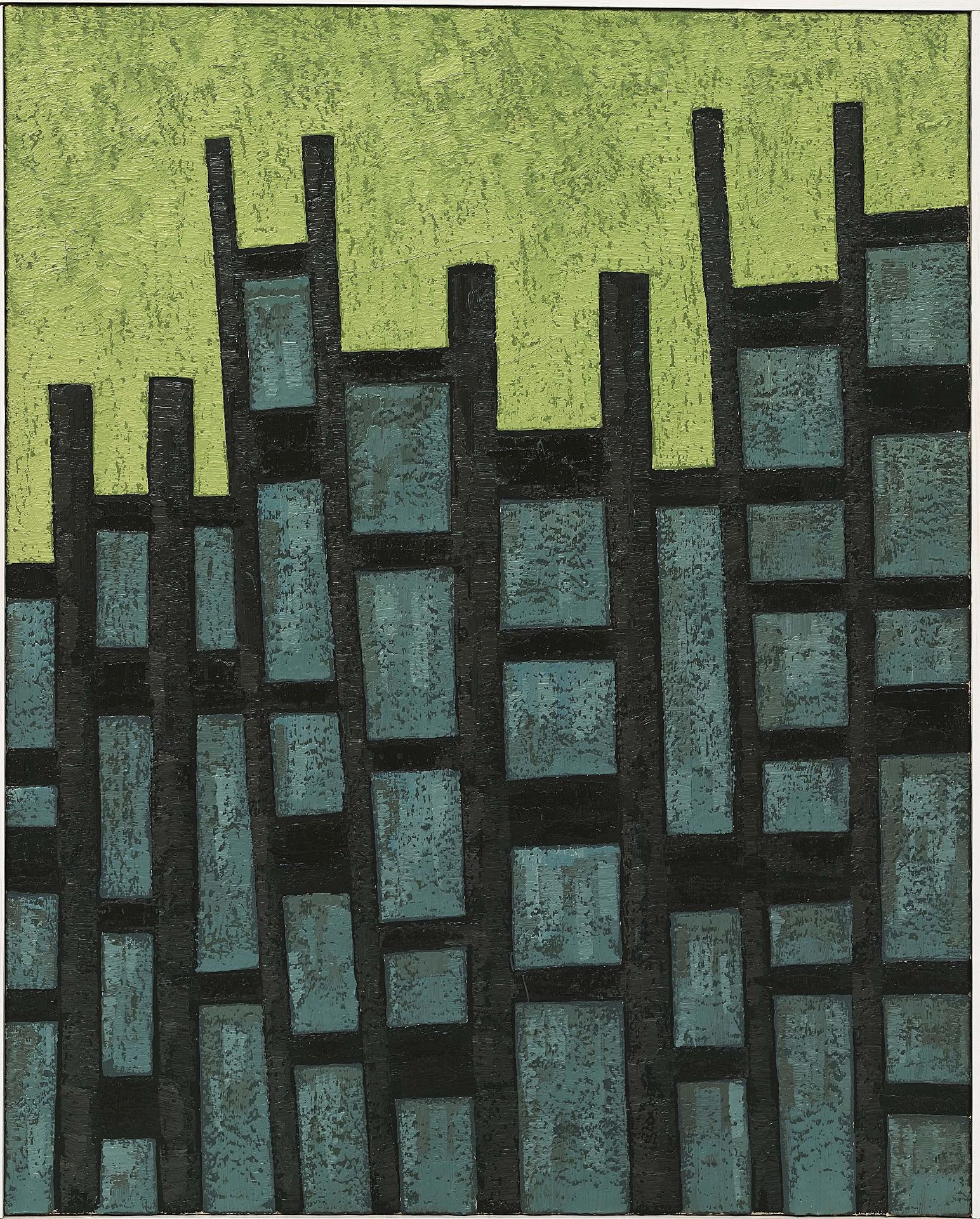 Jean Leppien (1910 Lüneburg - Paris 1991), Bâtiment gris, ciel vert (“8-9/62 XXII”)Oil on canvas. ( - Image 2 of 4