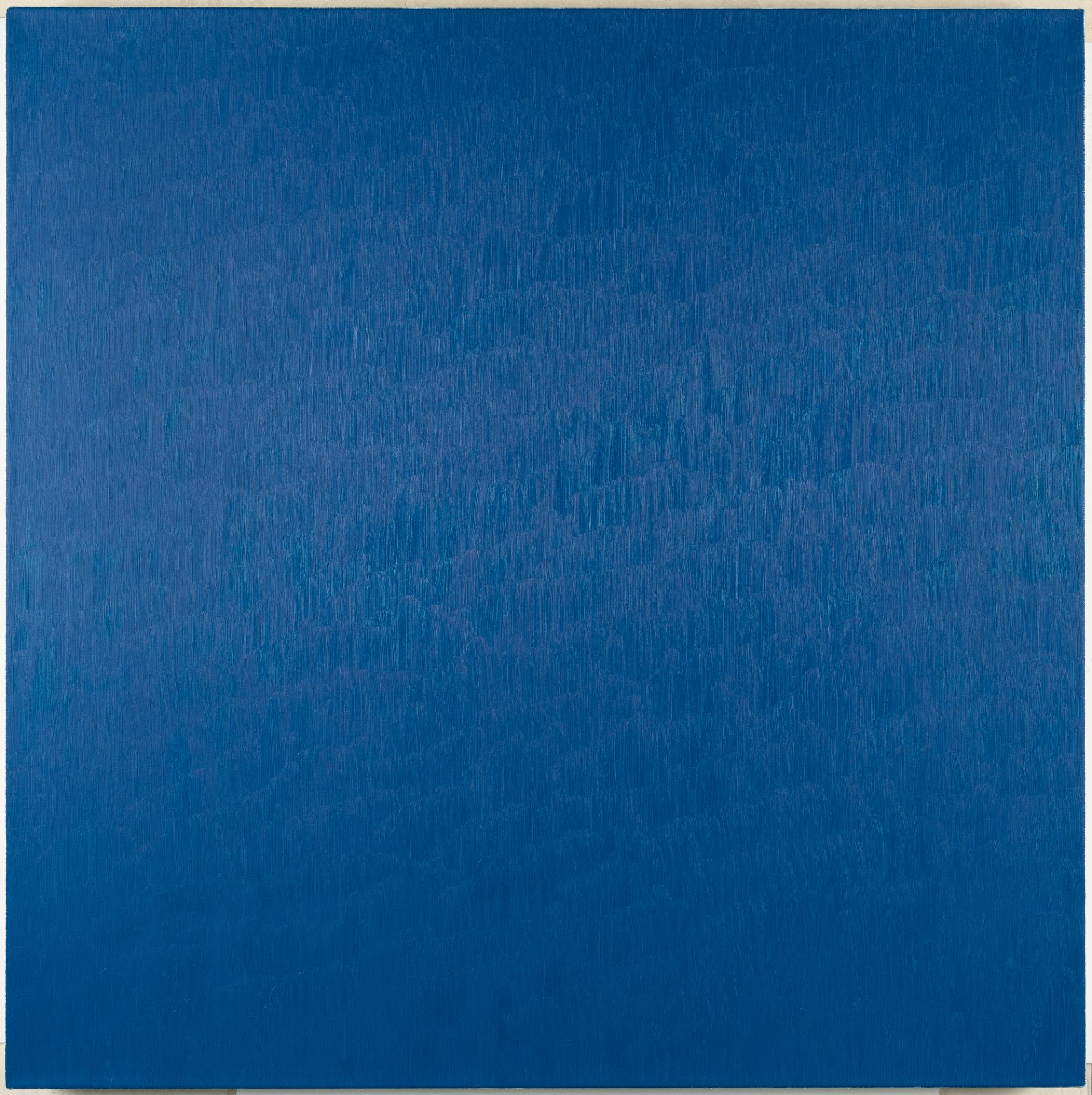 Marcia Hafif (1929 Pomona - Laguna Beach 2018), “Heliogen Blue”Oil on canvas. 2000. Ca. 81 x 81 - Image 2 of 3