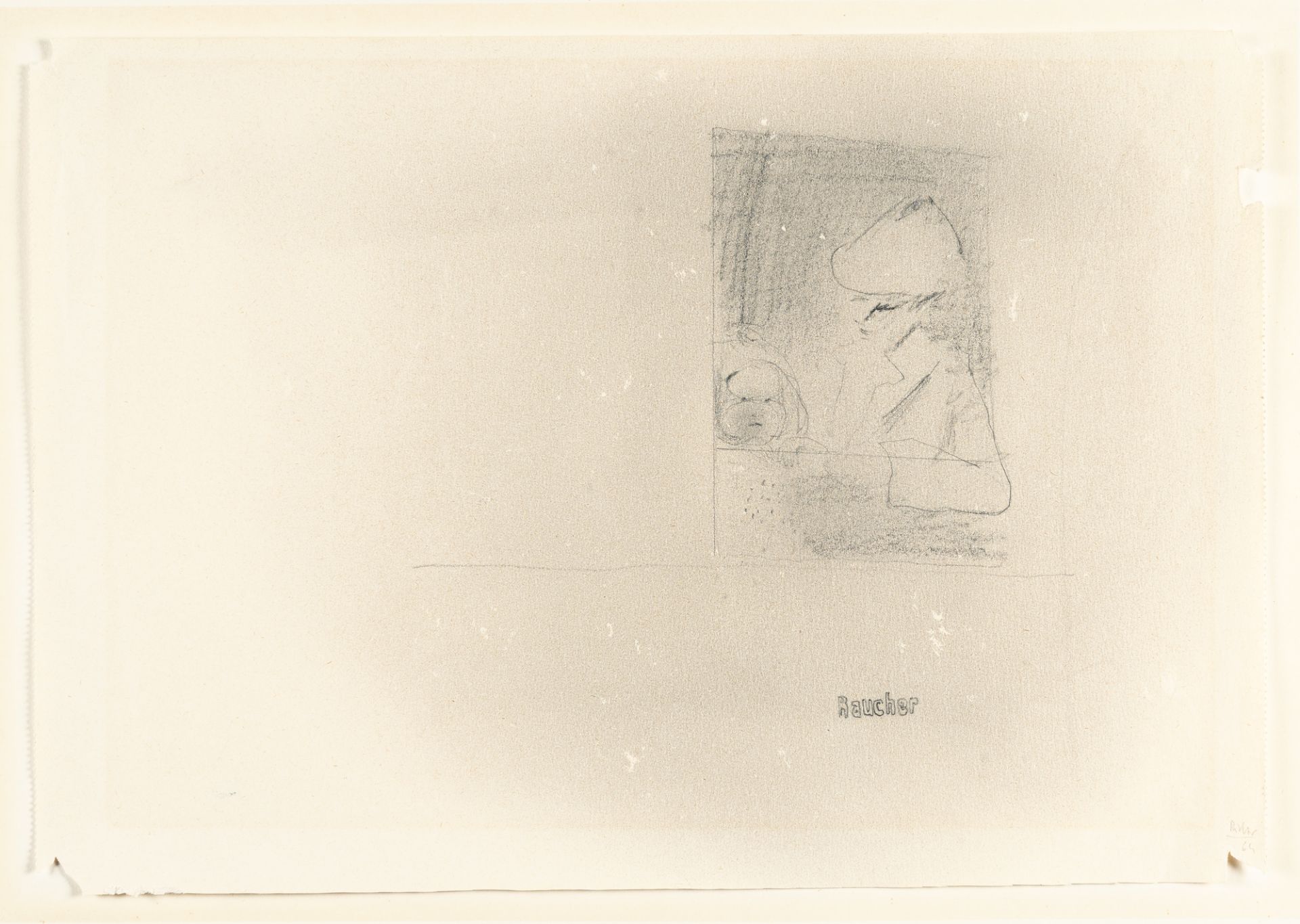 Gerhard Richter (1932 Dresden), “Smoker”Pencil on paper. (19)64. Ca. 27.5 x 39.5 cm. Signed and - Image 2 of 4