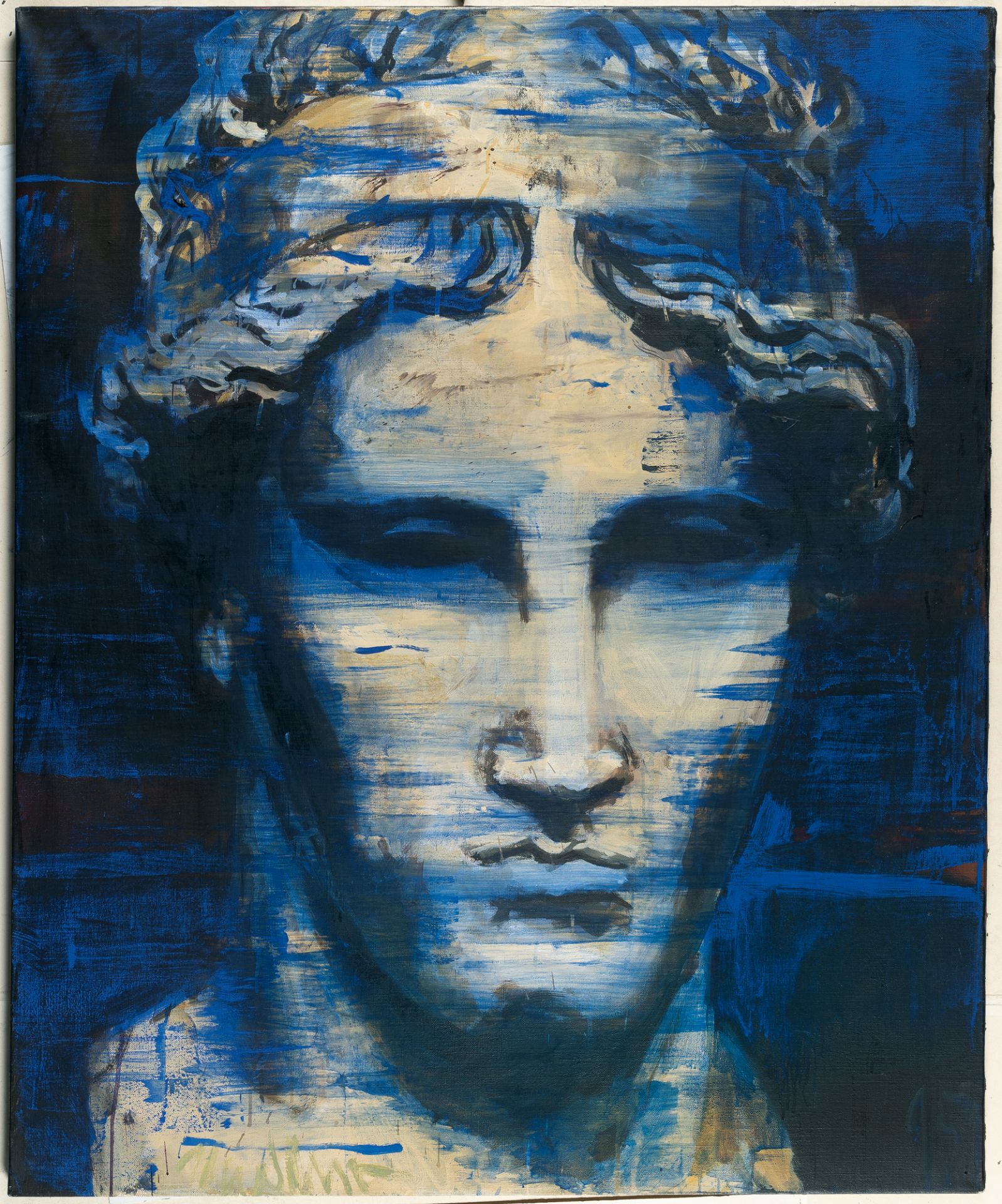 Heiner Meyer (1953 Bielefeld), Untitled (Head I)Acrylic on canvas. 1995. Ca. 110 x 90 cm. Signed - Image 2 of 3