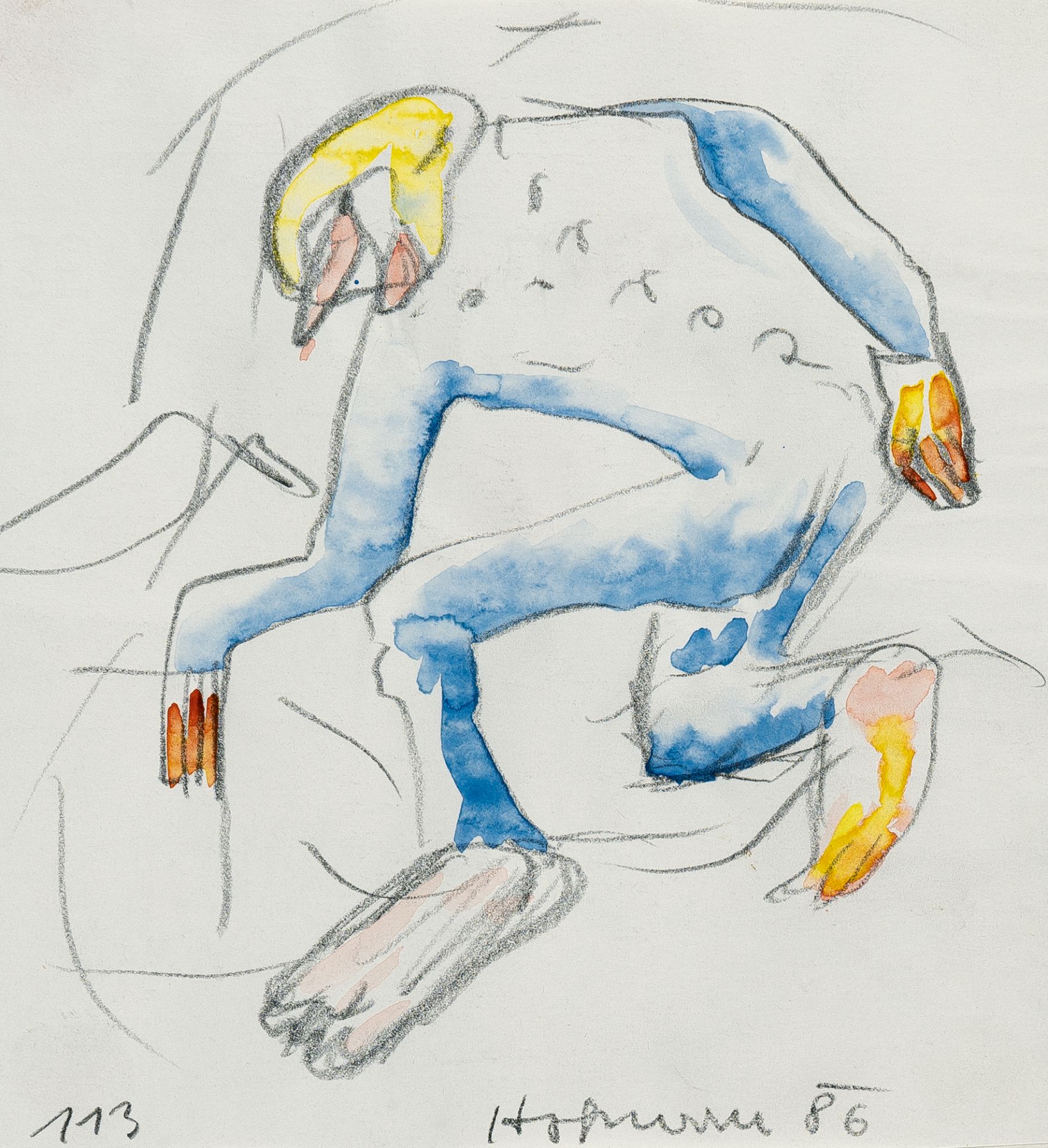 Kurt Hüpfner (1930 – Wien – 2022), 2 sheets: UntitledWatercolour (1) and pencil on paper, mounted on