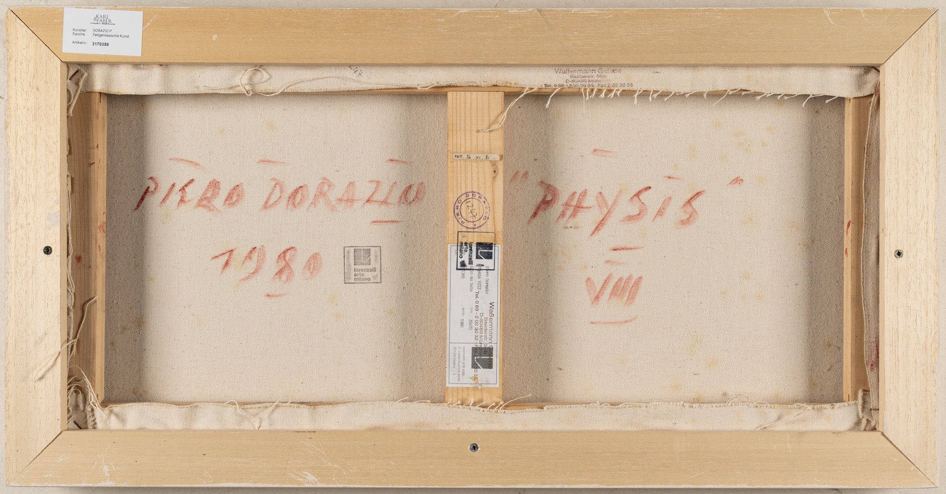 Piero Dorazio (1927 Rom - Perugia 2005), “Physis VIII”Oil on canvas. 1980. Ca. 34.5 x 70 cm. Signed, - Image 3 of 3