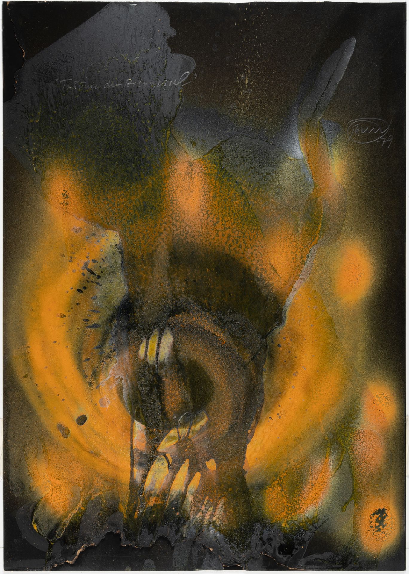 Otto Piene (1928 Bad Laasphe/Westfalen - Berlin 2014), “Dreams of the Nettle”Fire gouache on black - Image 2 of 4