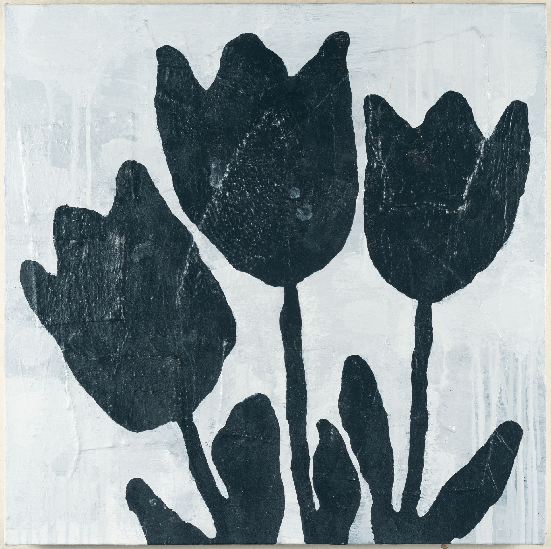 Donald Baechler (1956 Hartford/Connecticut – New York 2022), “Tulips”Acrylic, oil and textile - Image 2 of 3