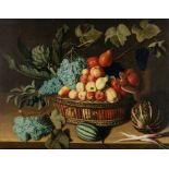 Abraham Gibbens, Still life with artichokes, fruit and a squirrel.Oil on canvas, relined. 1635. 87.9