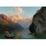 Karl Millner, Alpenglow on Lake König.Oil on canvas, relined. 1868. 72.2 x 100 cm. Signed, dated and
