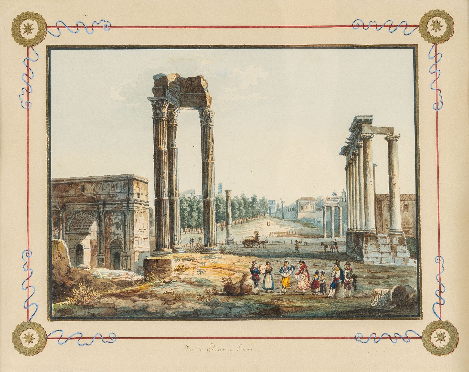 Deutsch, 2 sheets: Forum Romanum - View of Naples.Watercolour over pencil on firm wove, partially - Image 3 of 6