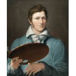 Dänisch, Self portrait with a palette.Oil on canvas. (Around 1820). 62.6 x 50.5 cm. In the