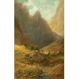 Carl Spitzweg, Mountain valley.Oil on panel. 18.6 x 12 cm. Monogrammed "S in a rhombus" lower right.