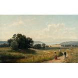 Adolf Stäbli, Summer day on Lake Starnberg.Oil on canvas, relined. 1872. 48.4 x 77.2 cm. Signed,