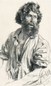 Adolph Menzel (1815 – 1905) – Studie eines bärtigen Mannes mit hochgekrempelten Ärmeln