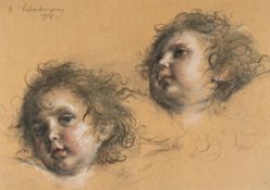 Gabriel Schachinger (1850 München – Eglfing 1912) – Zwei Kinderköpfe