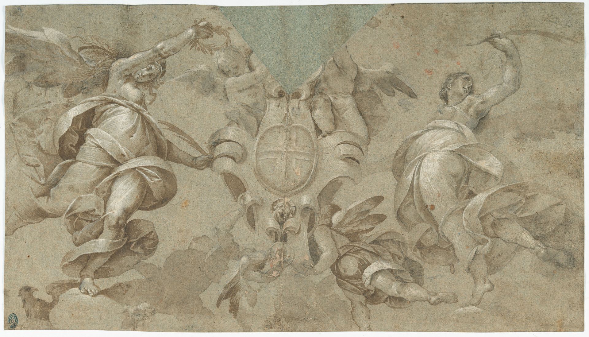 Pier Francesco Morazzone (Pier Mazzucchelli), An angel holding the coat-of-arms of the house of - Image 2 of 3