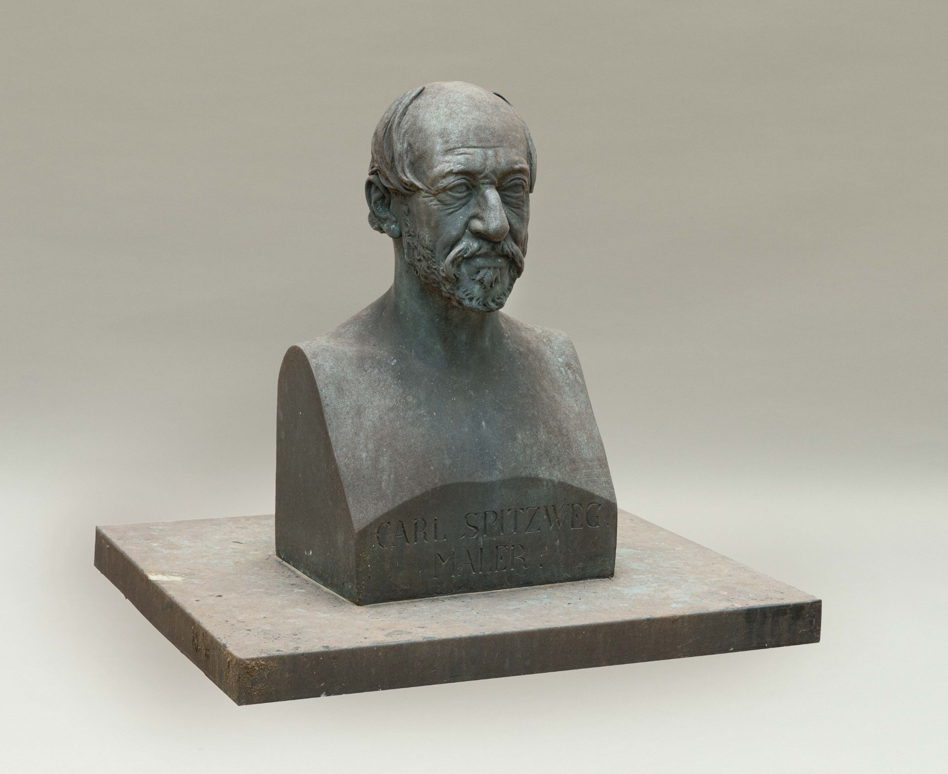 Konrad Knoll, Portrait bust of Carl Spitzweg.Zinc cast. 1883. 59.3 x 33 x 27.9 cm (without - Image 2 of 4