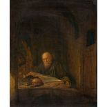 Gerard Dou (Nachfolge), Saint in a study.Oil on panel, cradled. (Late 17th / early 18th C.). 43.4