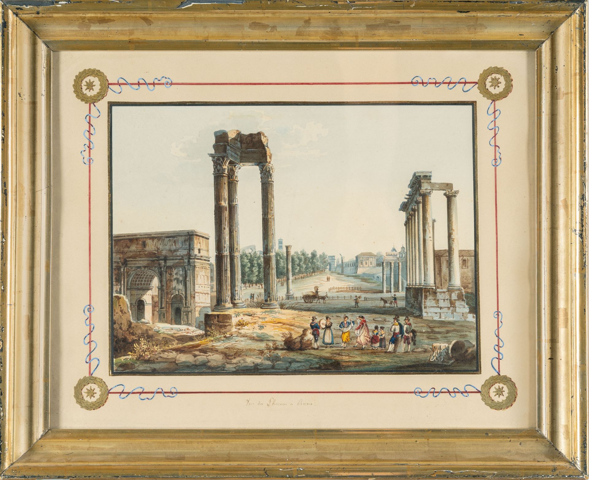 Deutsch, 2 sheets: Forum Romanum - View of Naples.Watercolour over pencil on firm wove, partially - Image 4 of 6